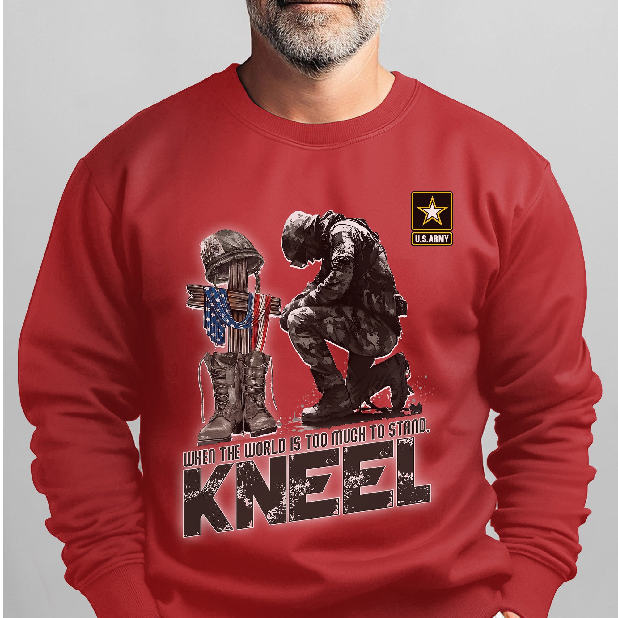 When the World Is Too Much to Stand Kneel U.S Veteran Christian Jesus Military Sweatshirt