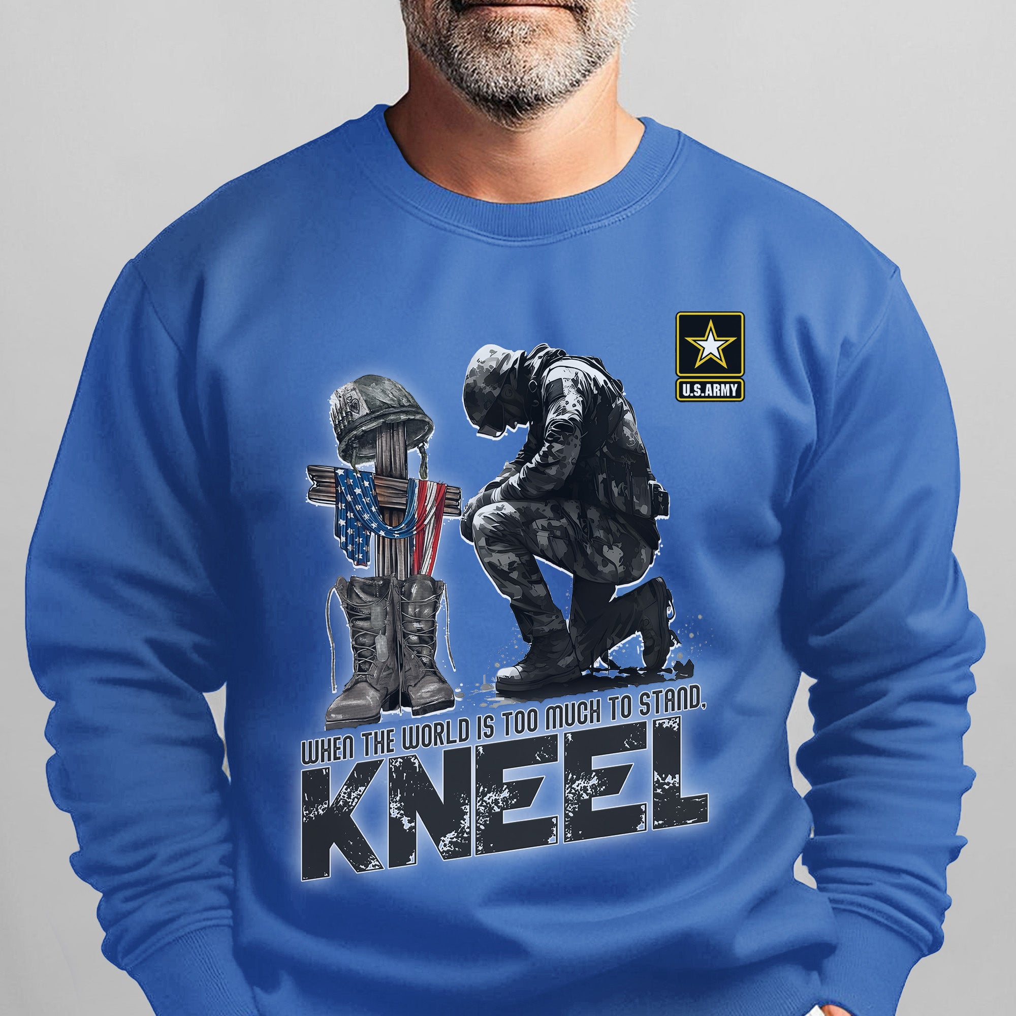 When the World Is Too Much to Stand Kneel U.S Veteran Christian Jesus Military Sweatshirt