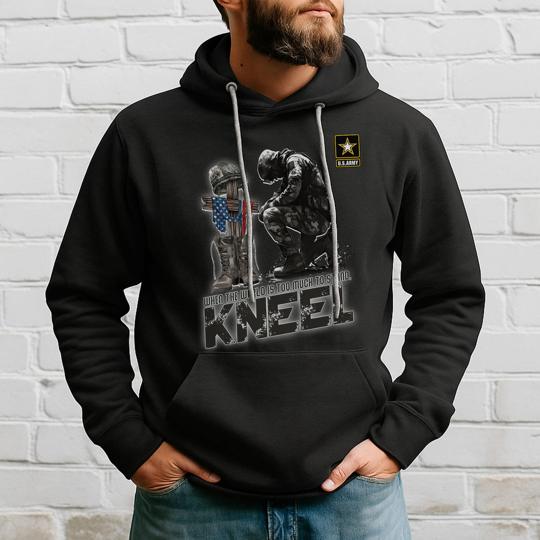 When the World Is Too Much to Stand Kneel U.S Veteran Christian Jesus Military Hoodie