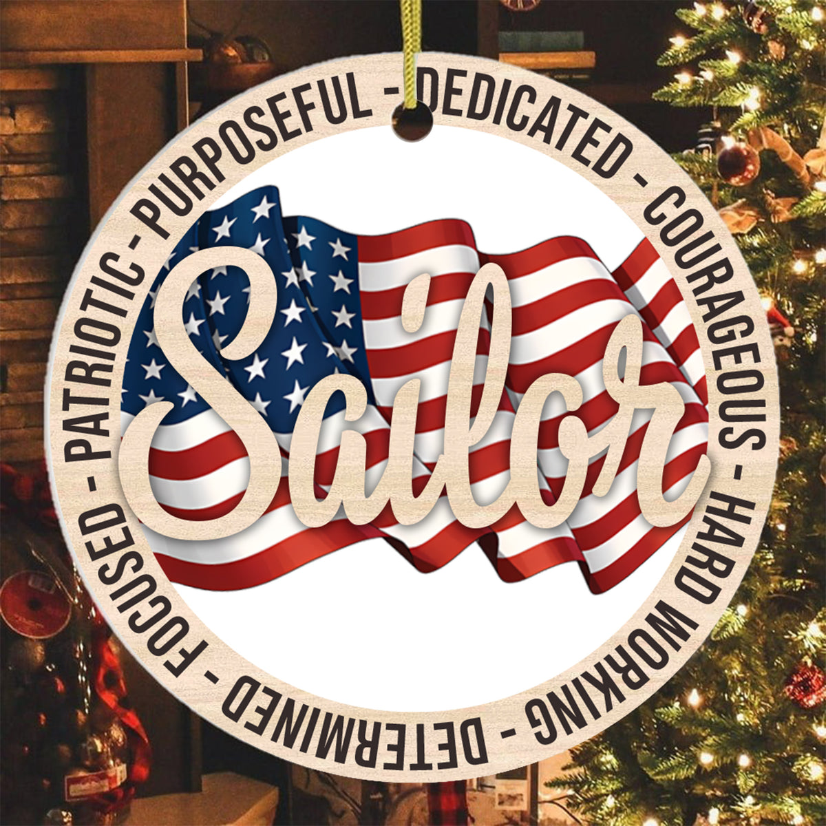 US Veteran Proudly Dedicated Military Ornament Main image
