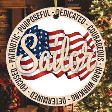 US Veteran Proudly Dedicated Military Ornament