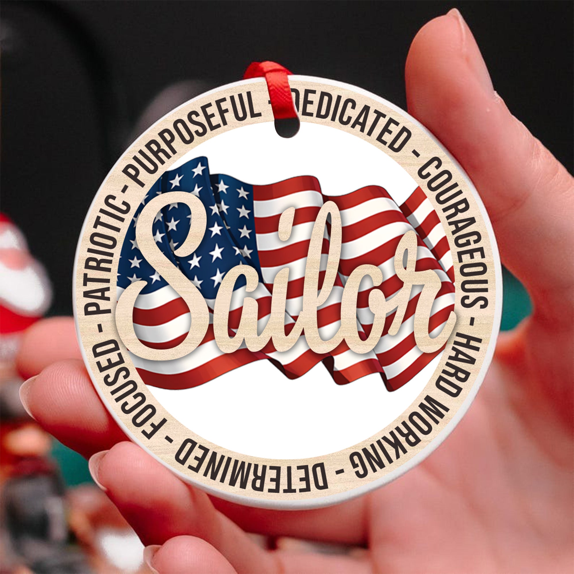 US Veteran Proudly Dedicated Military Ornament