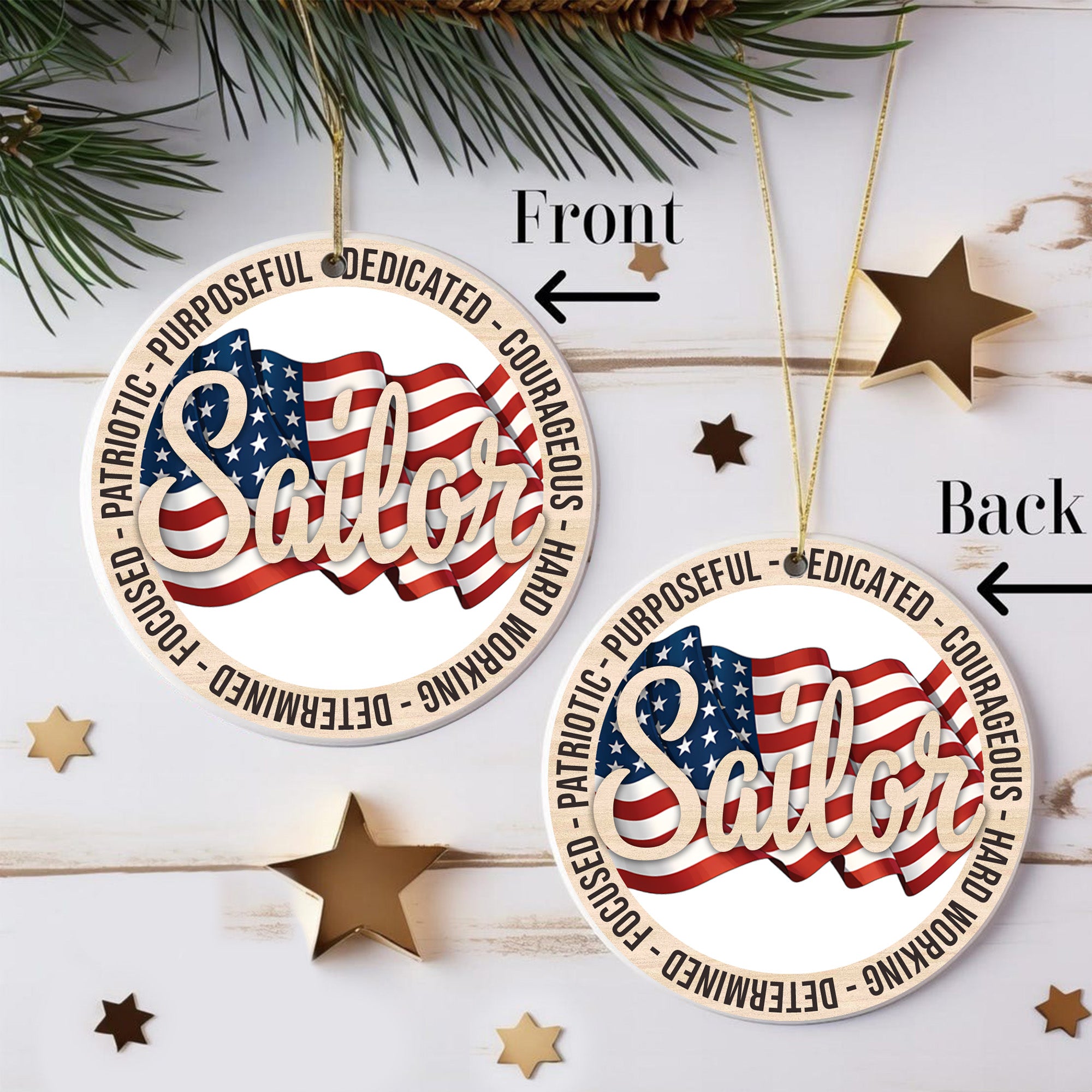 US Veteran Proudly Dedicated Military Ornament