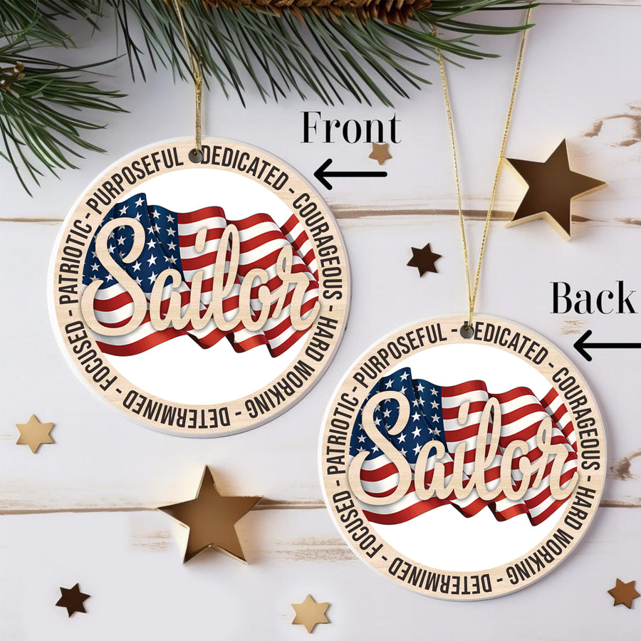 US Veteran Proudly Dedicated Military Ornament
