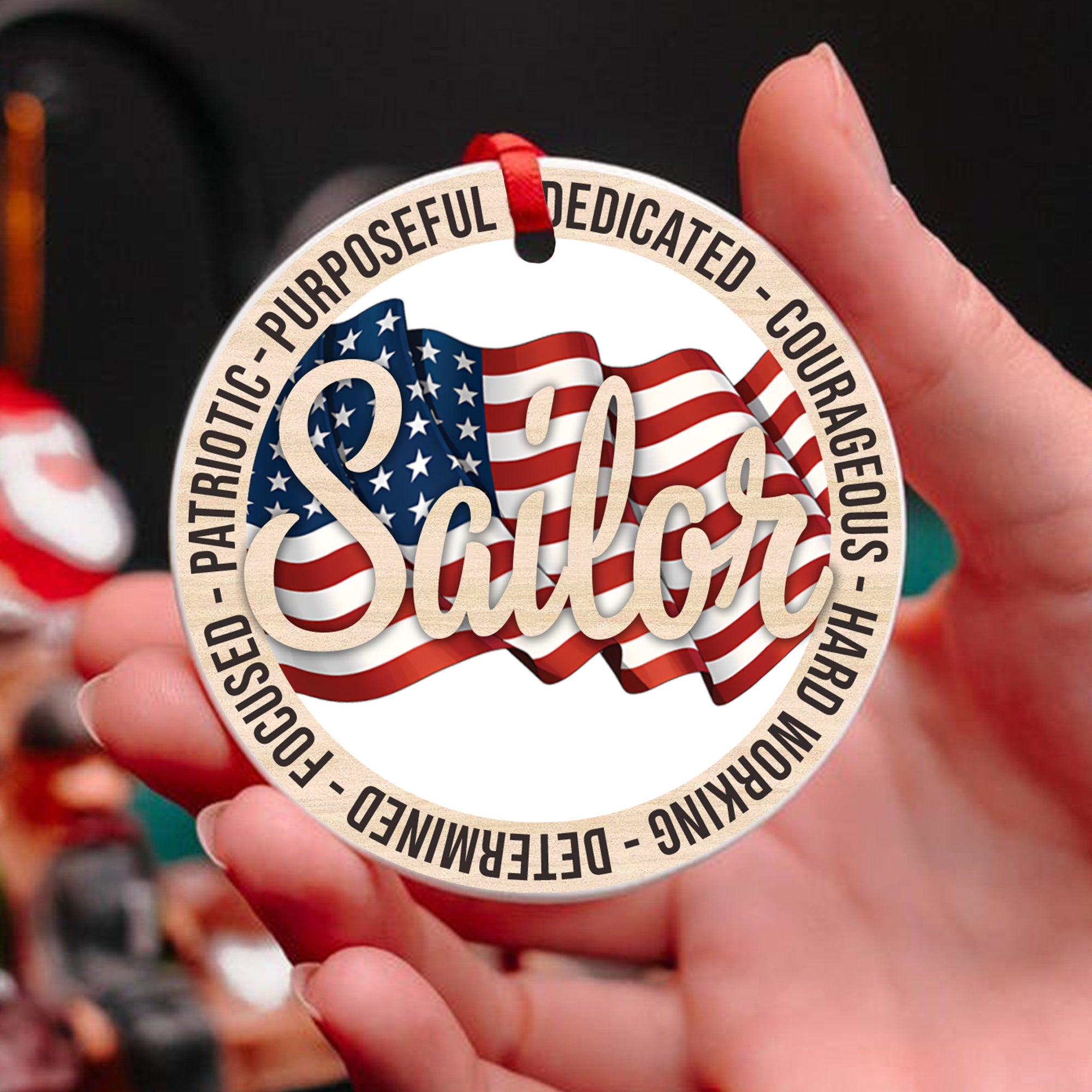 US Veteran Proudly Dedicated Military Ornament