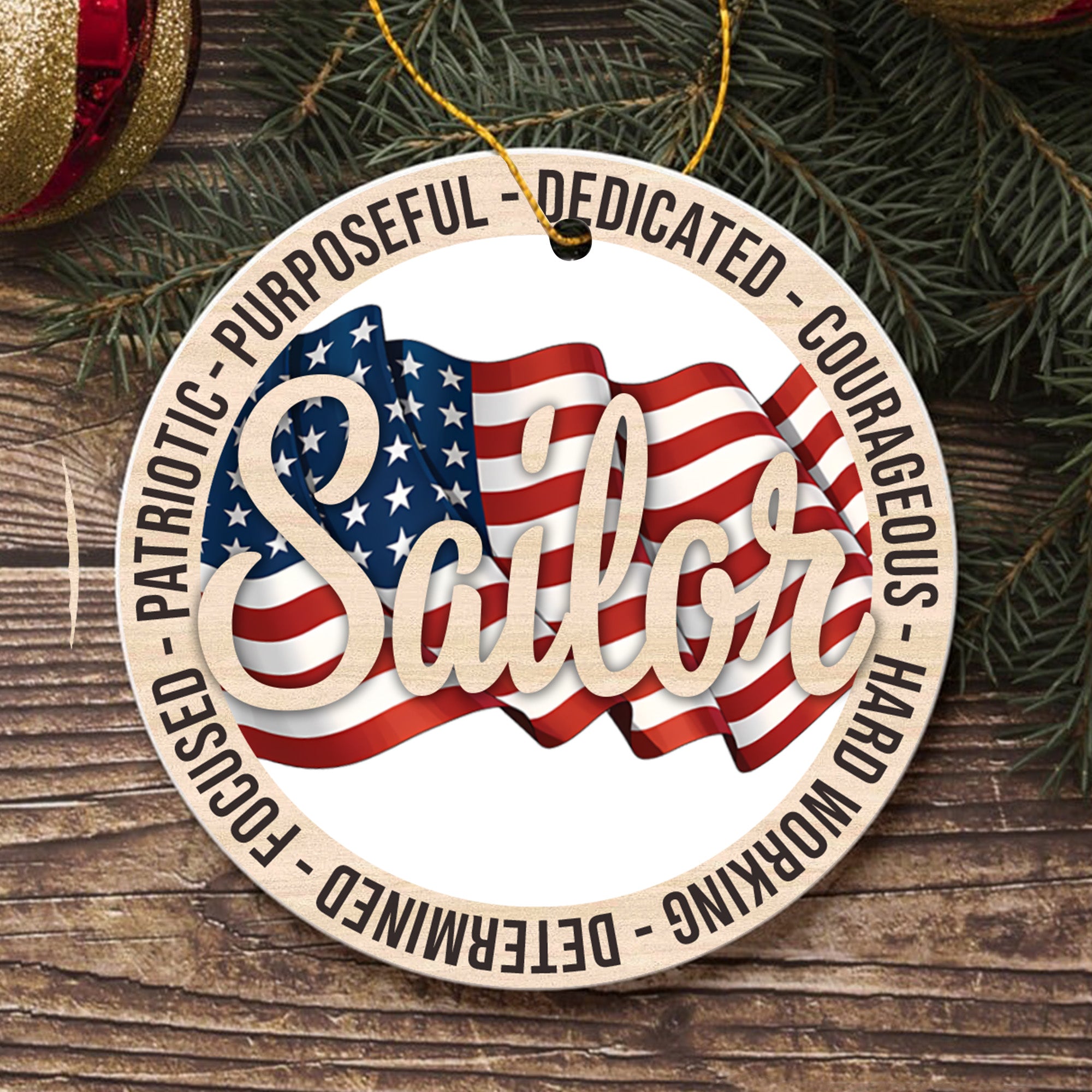 US Veteran Proudly Dedicated Military Ornament