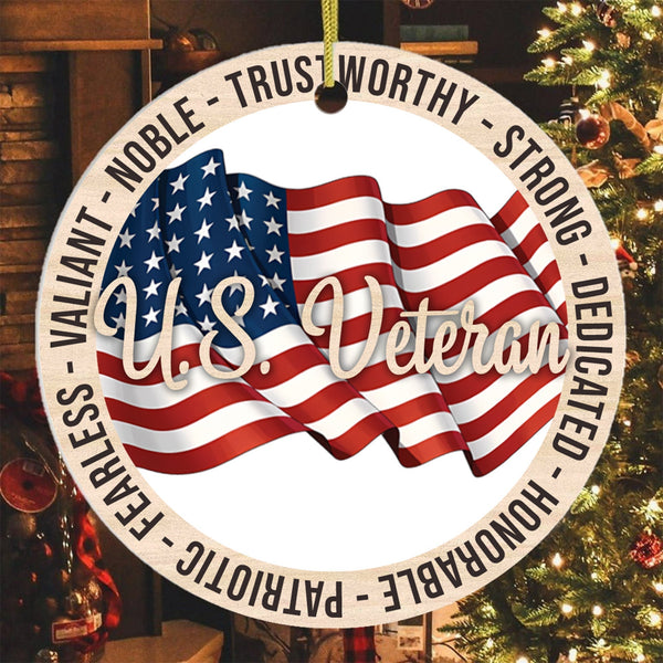 US Veteran Proudly Dedicated Military Ornament