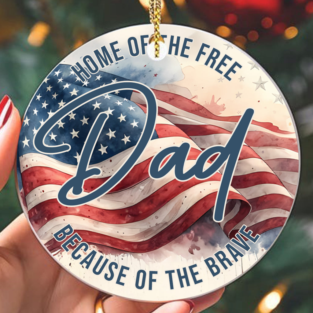 Brave Veterans American Flag Personalized Ornament
