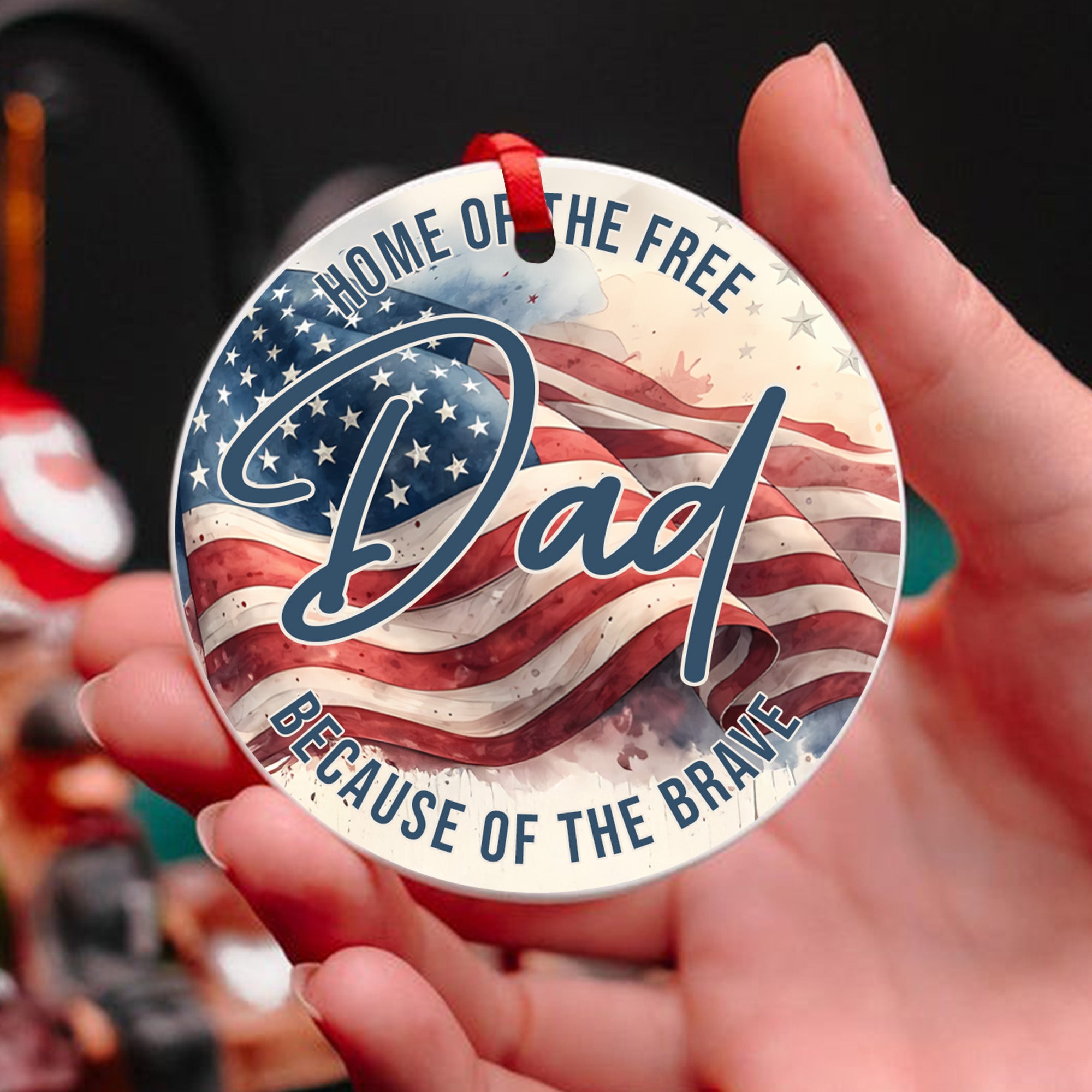 Brave Veterans American Flag Personalized Ornament