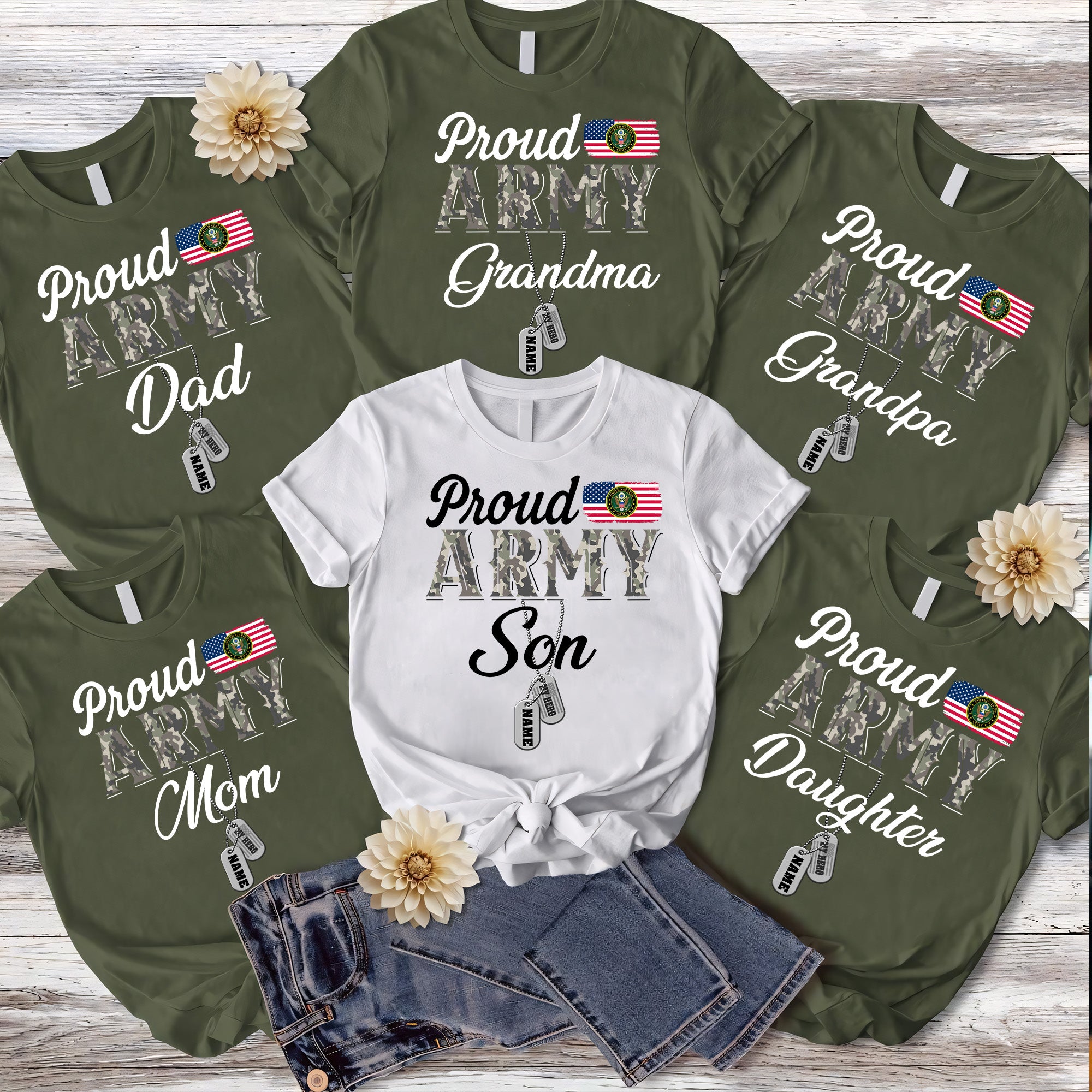 Proud Army Family Army Dad Military Family Graduation Gift  Personalized T-Shirt