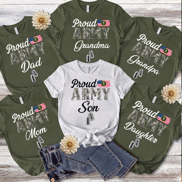 Proud Army Family Army Dad Military Family Graduation Gift  Personalized T-Shirt