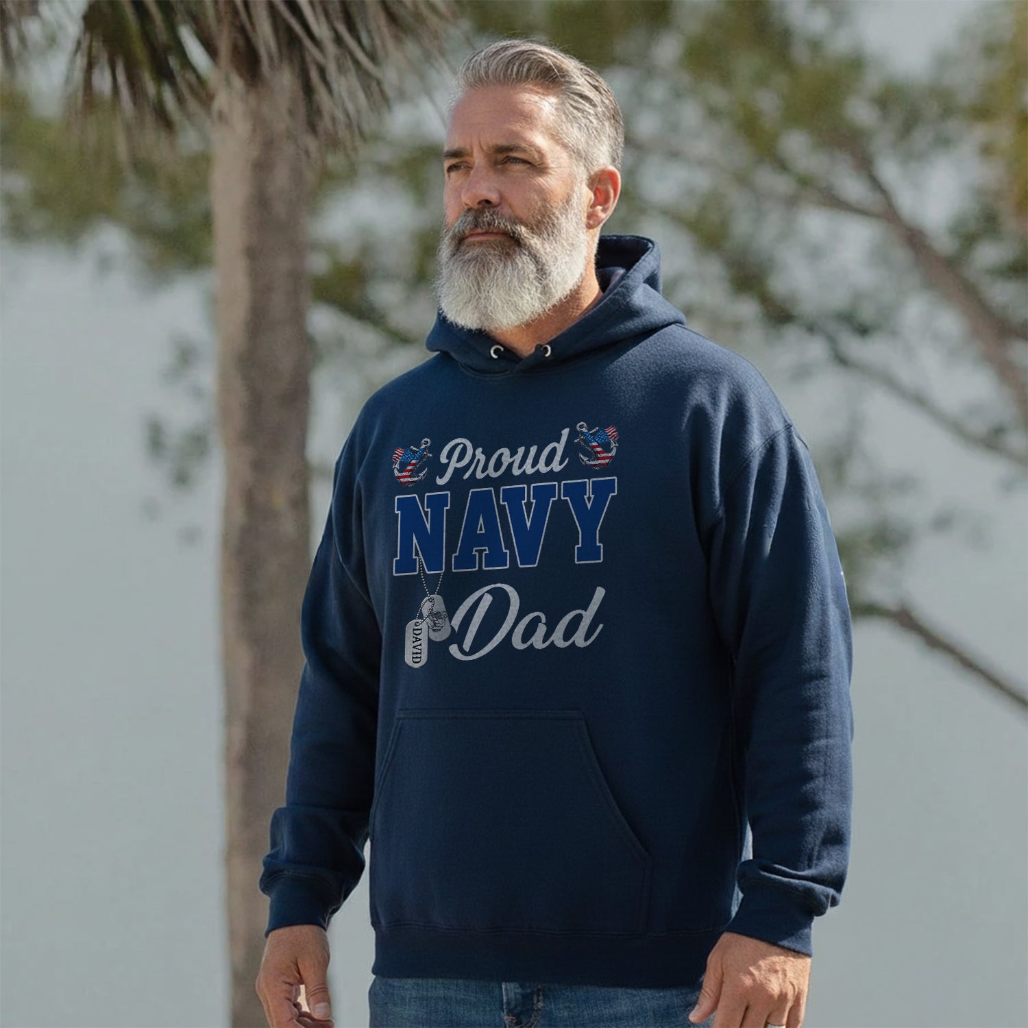 Proud Navy Dad Boot Camp Personalized Hoodie Secondary image