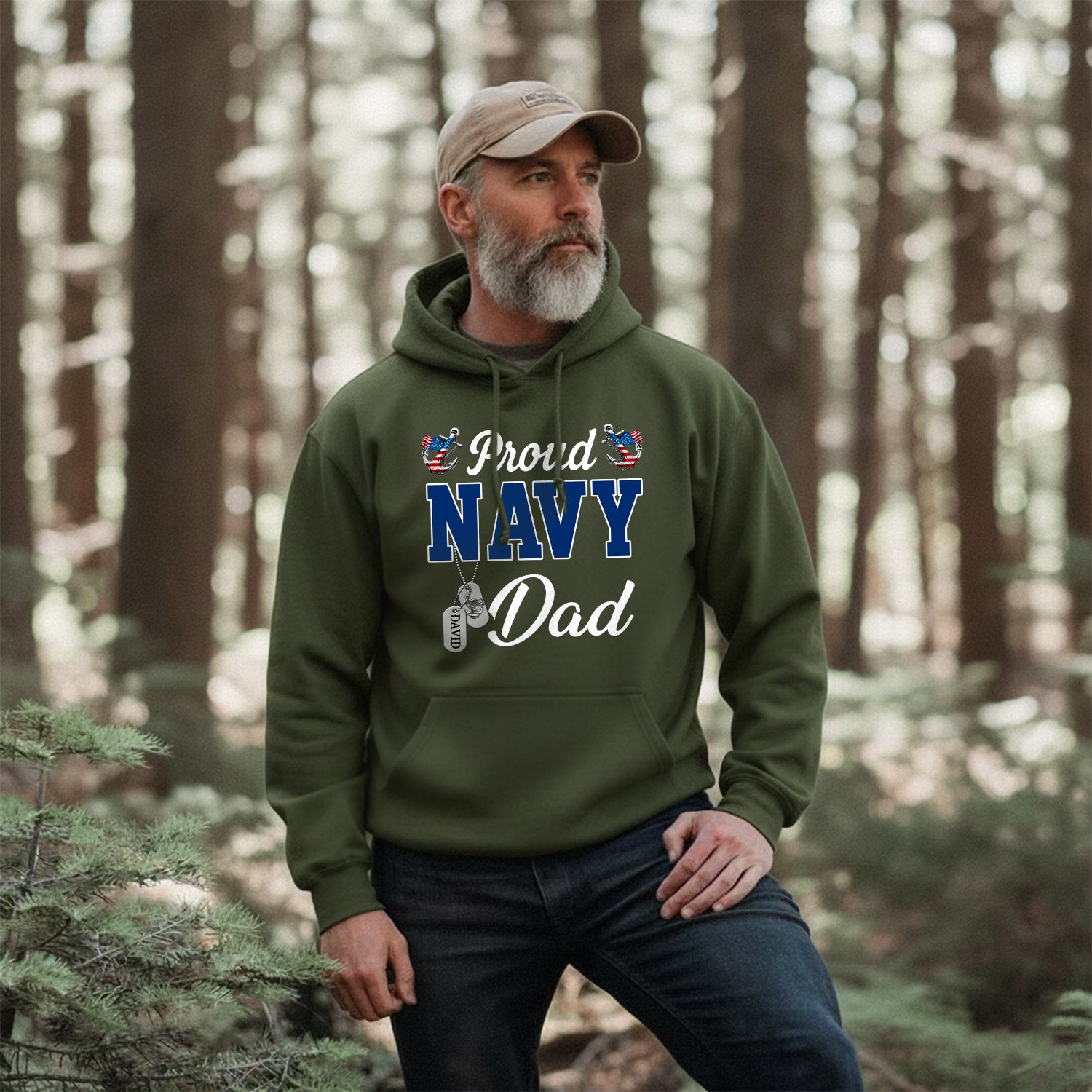 Proud Navy Dad Dad Boot Camp Personalized Hoodie