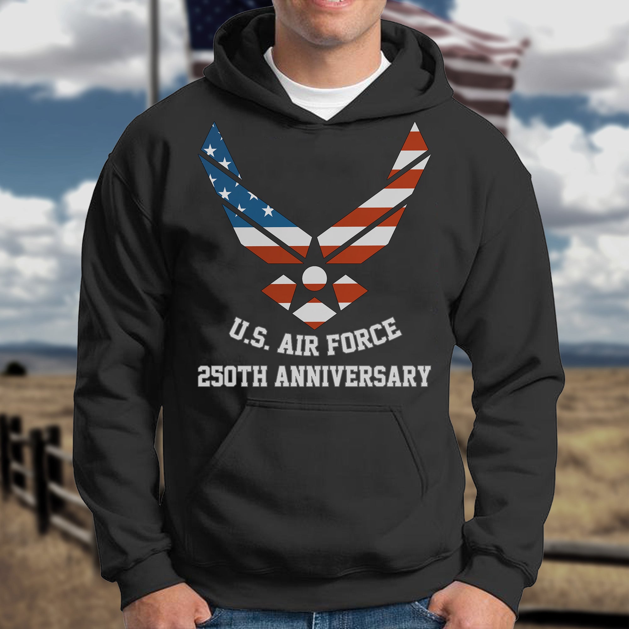 US Air Force 250th Anniversary Military Patriotic Veteran Honor Service Hoodie