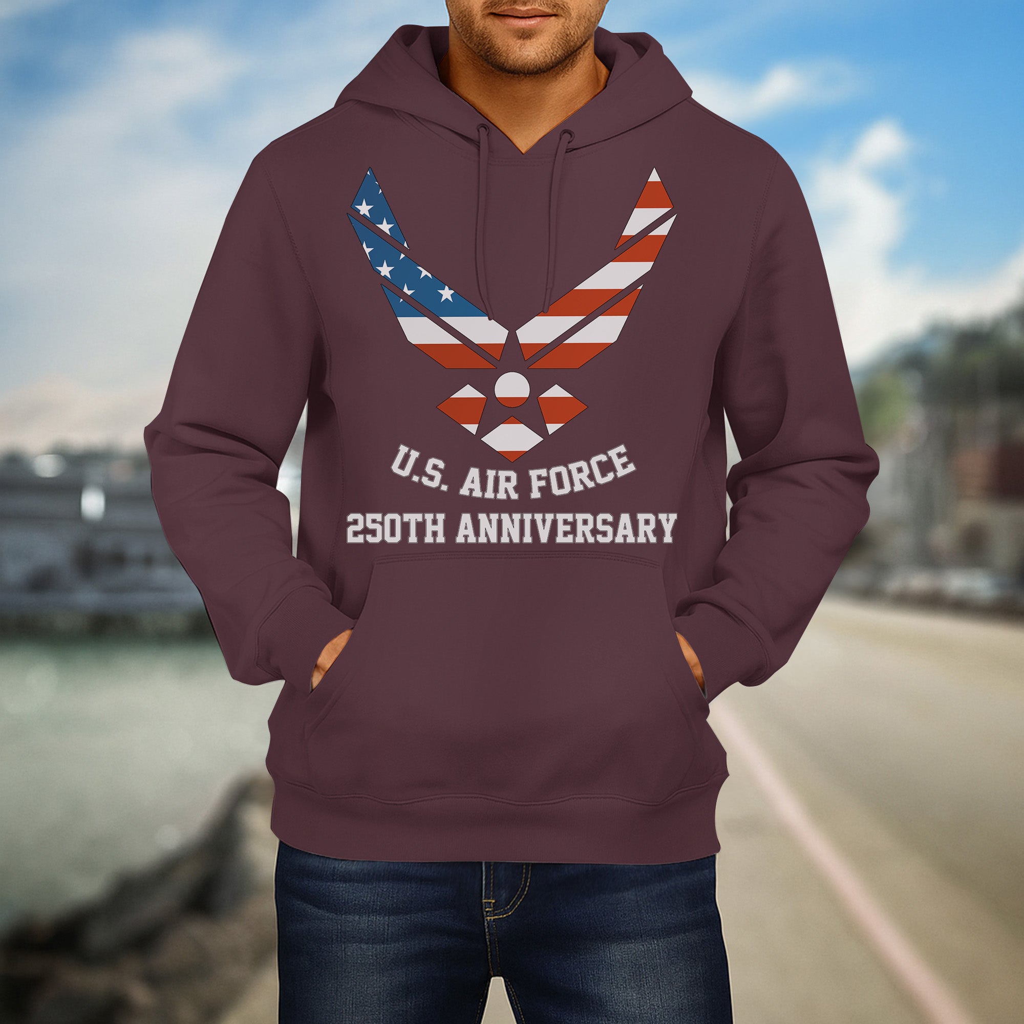 US Air Force 250th Anniversary Military Patriotic Veteran Honor Service Hoodie