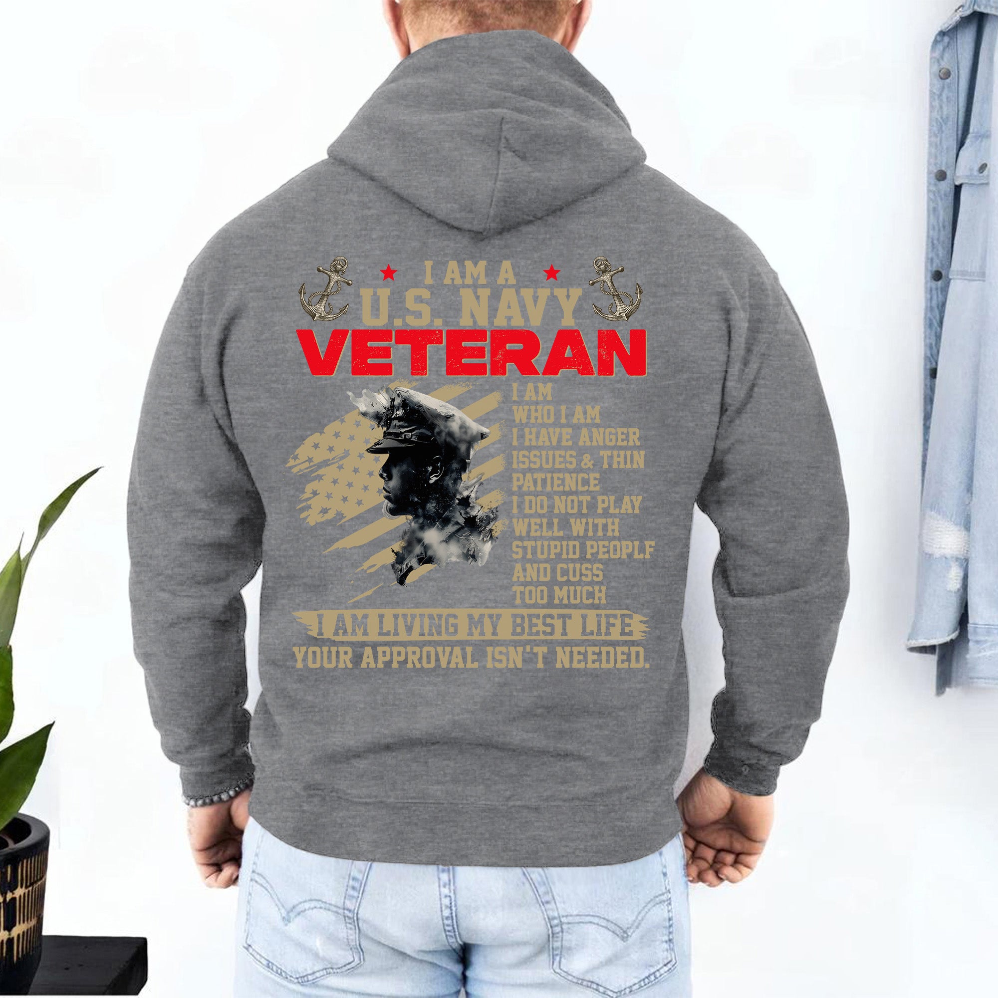 I Am a US Navy Veteran I Have Anger Issues Thin Patience Living My Best Life Hoodie