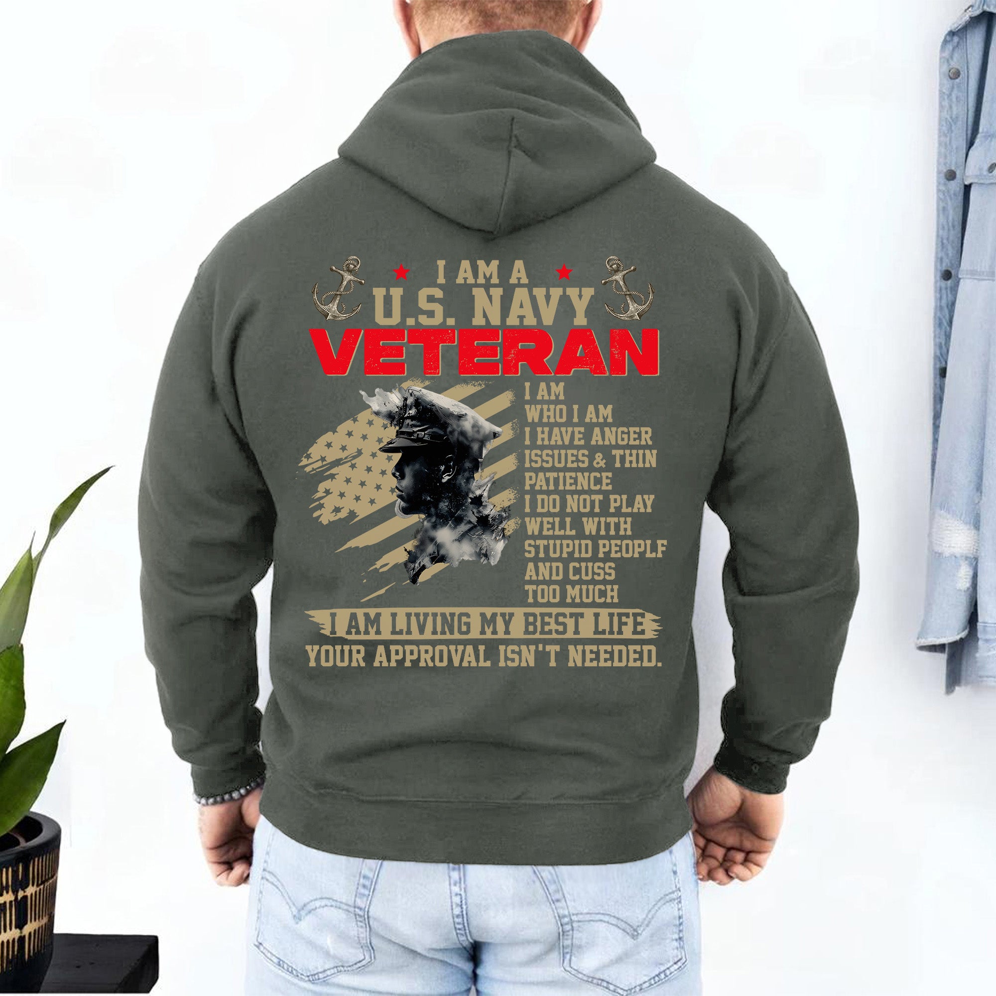 I Am a US Navy Veteran I Have Anger Issues Thin Patience Living My Best Life Hoodie