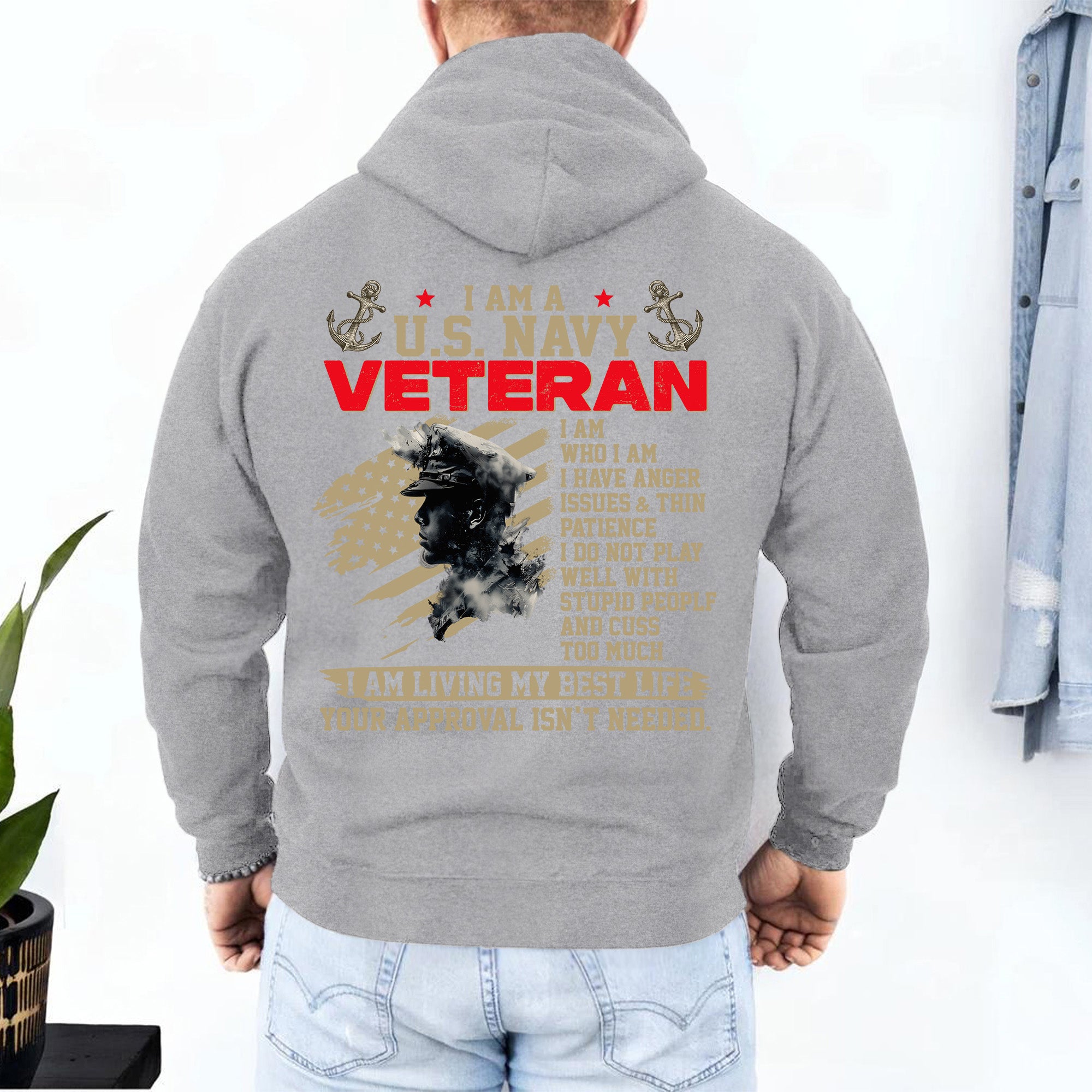 I Am a US Navy Veteran I Have Anger Issues Thin Patience Living My Best Life Hoodie
