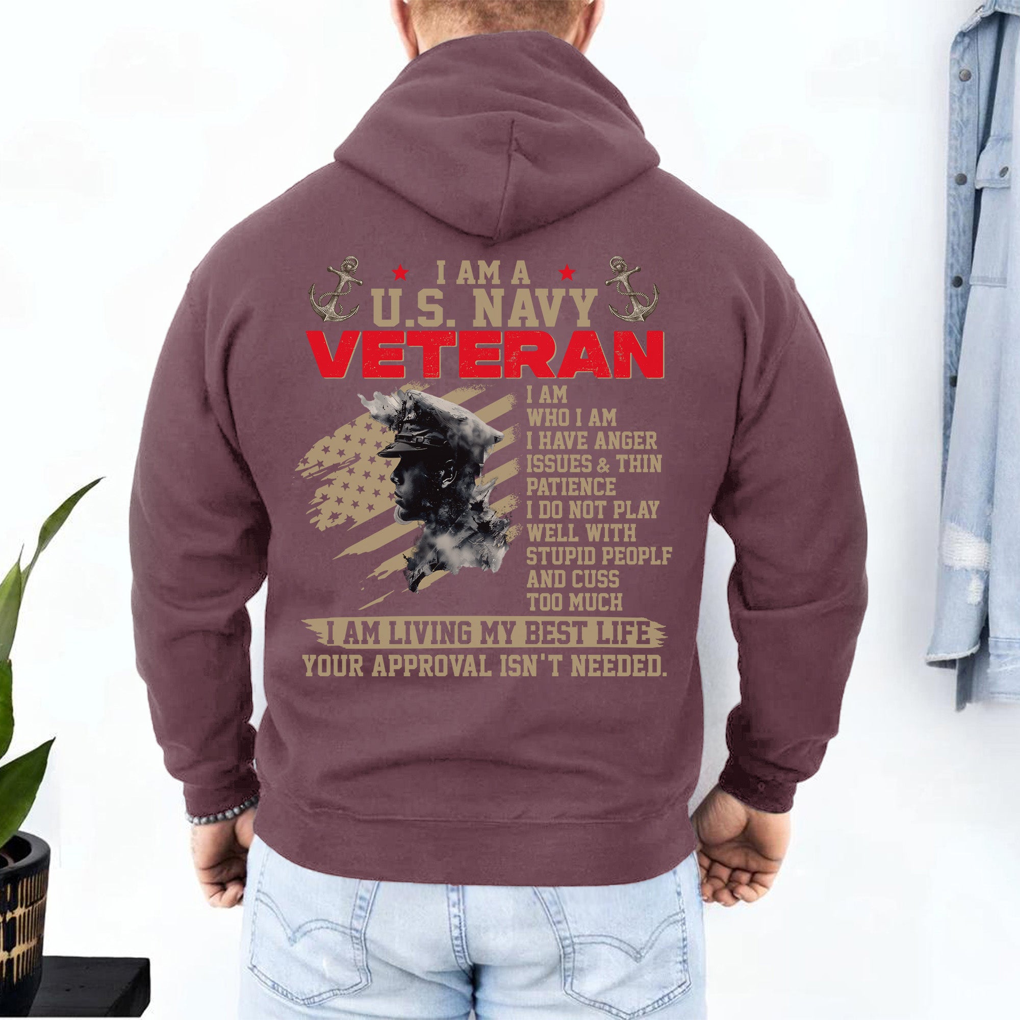 I Am a US Navy Veteran I Have Anger Issues Thin Patience Living My Best Life Hoodie