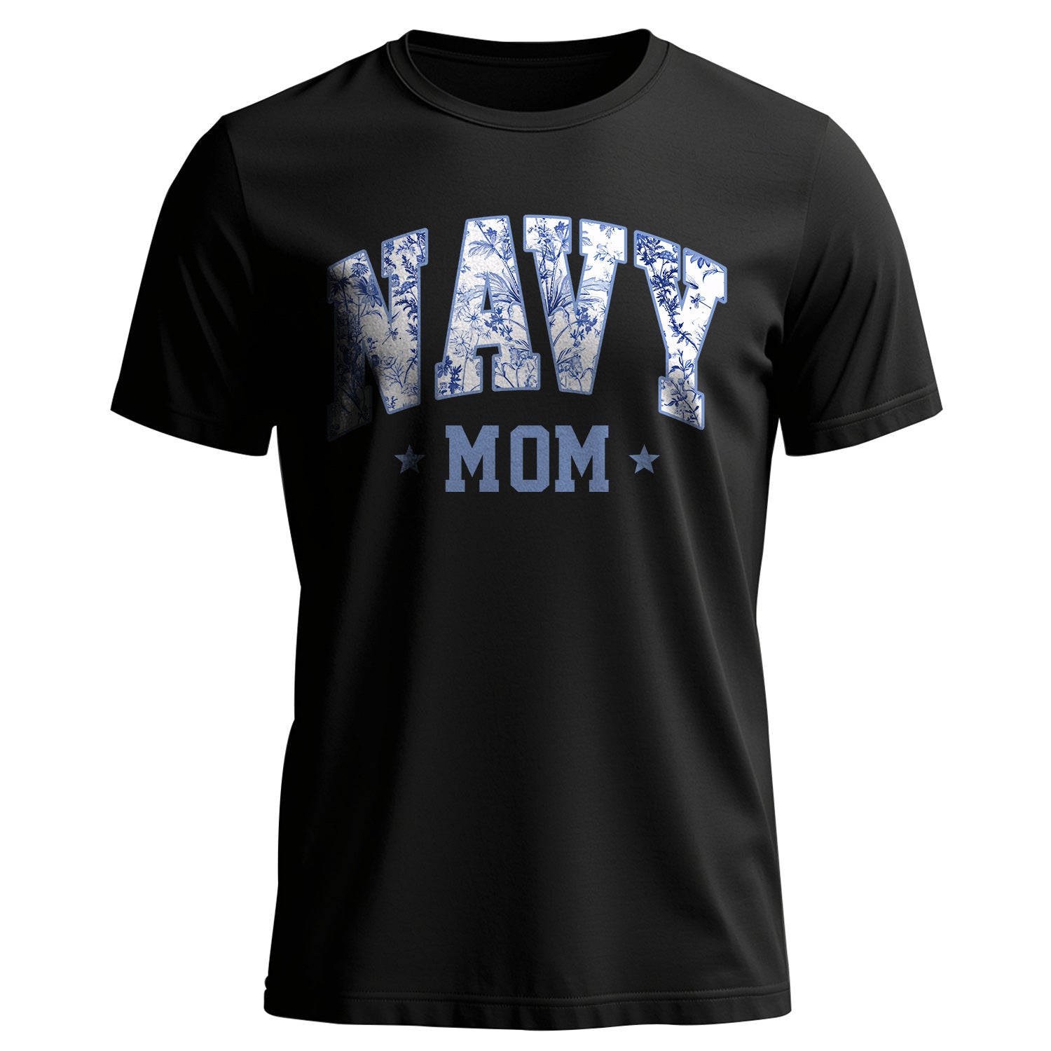Navy Mom Blue Vintage Floral Pattern US T-Shirt