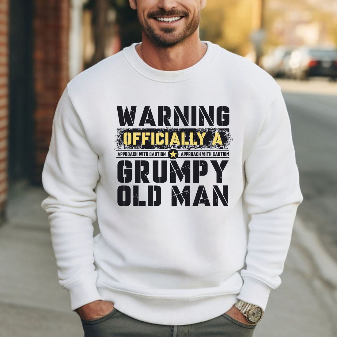 Warning Officially a Grumpy Old Man Approach With Caution Veteran Military Patriotic Sweatshirt