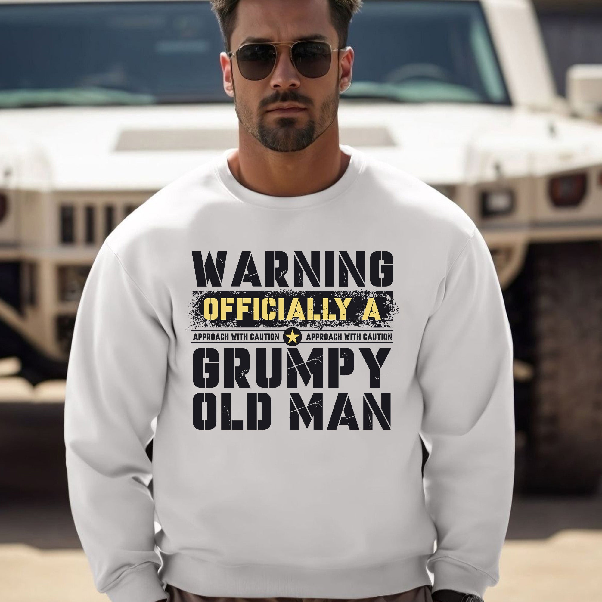 Warning Officially a Grumpy Old Man Approach With Caution Veteran Military Patriotic Sweatshirt