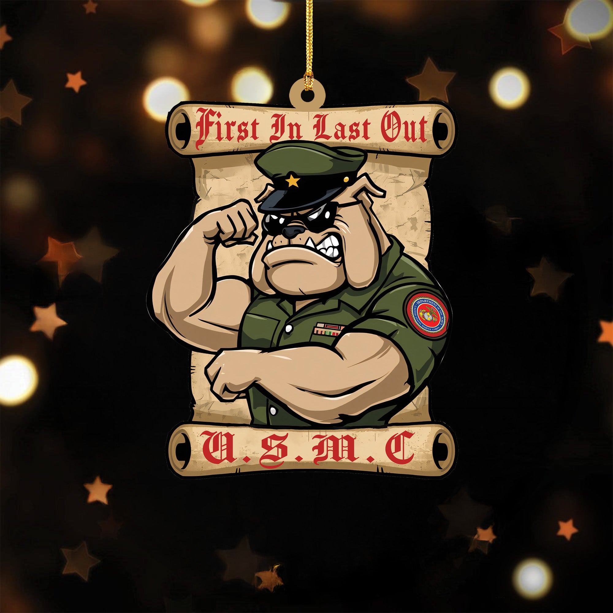 USMC Bulldog Veteran Acrylic Ornament Secondary image
