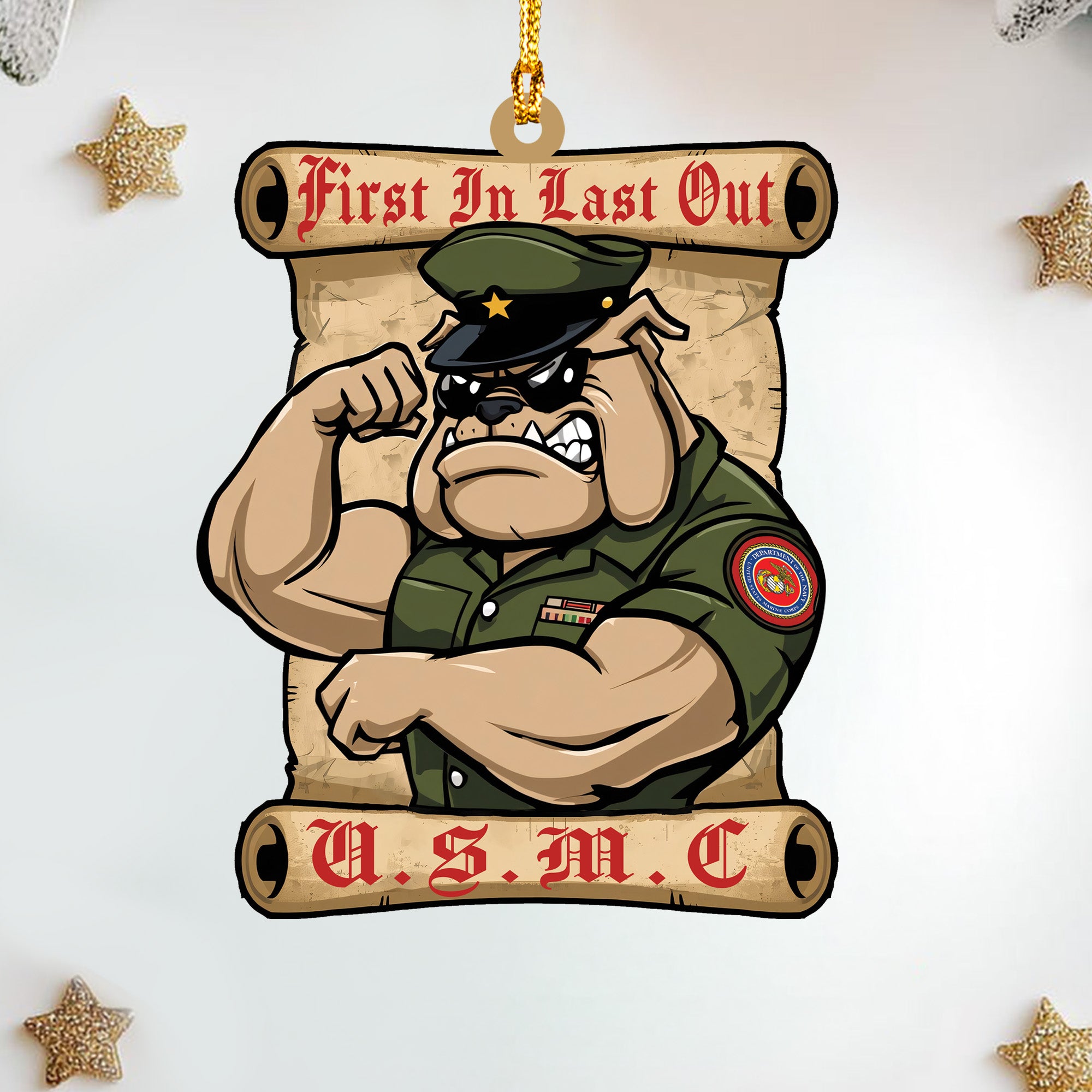 USMC Bulldog Veteran Acrylic Ornament