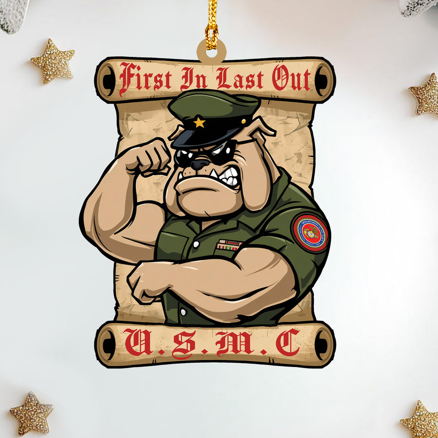 USMC Bulldog Veteran Acrylic Ornament