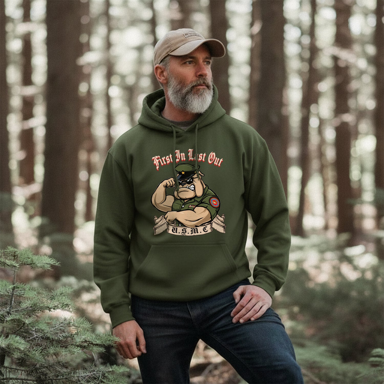 First In Last Out USMC Bulldog United Hoodie