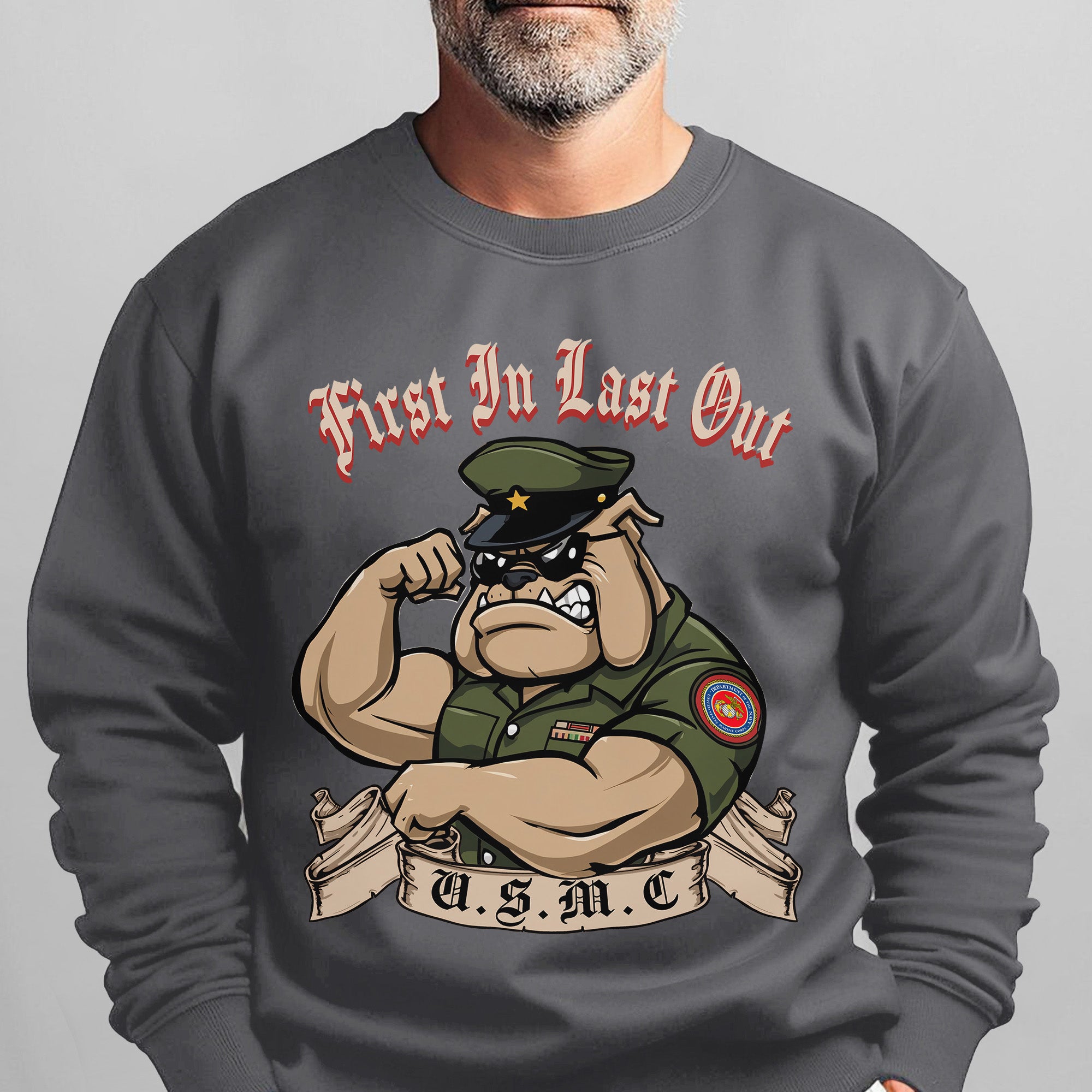First In Last Out USMC Bulldog United Sweatshirt