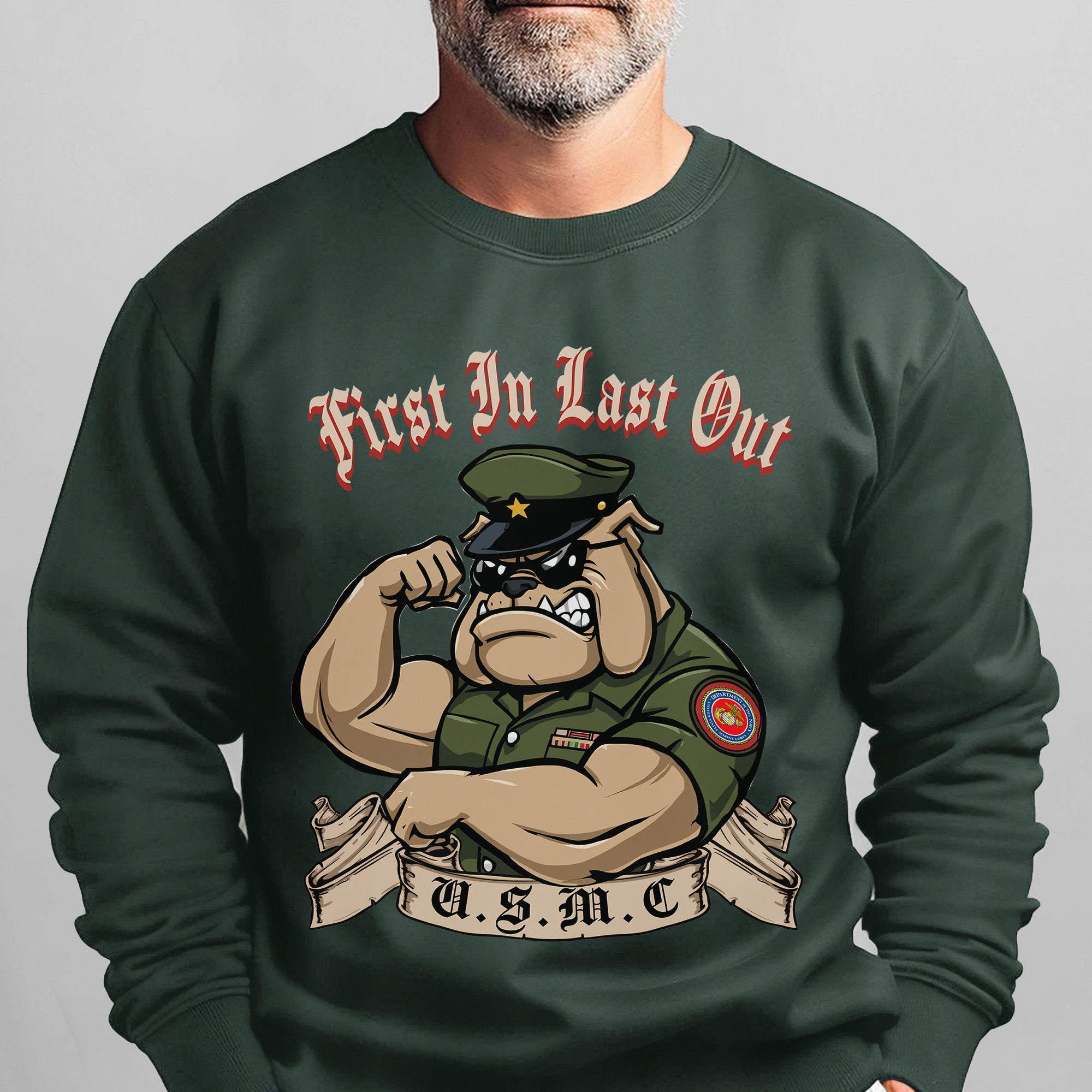 First In Last Out USMC Bulldog United Sweatshirt