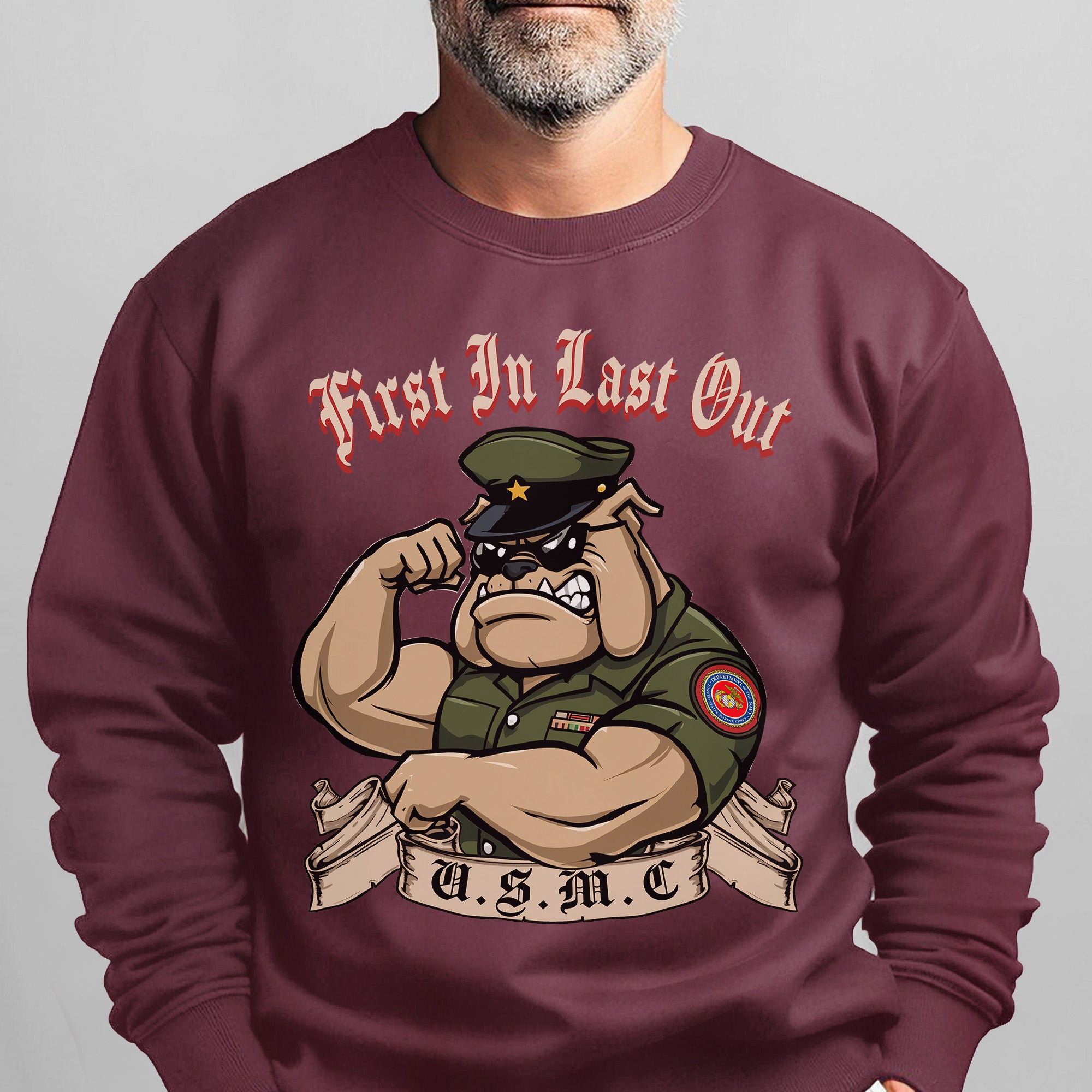 First In Last Out USMC Bulldog United Sweatshirt