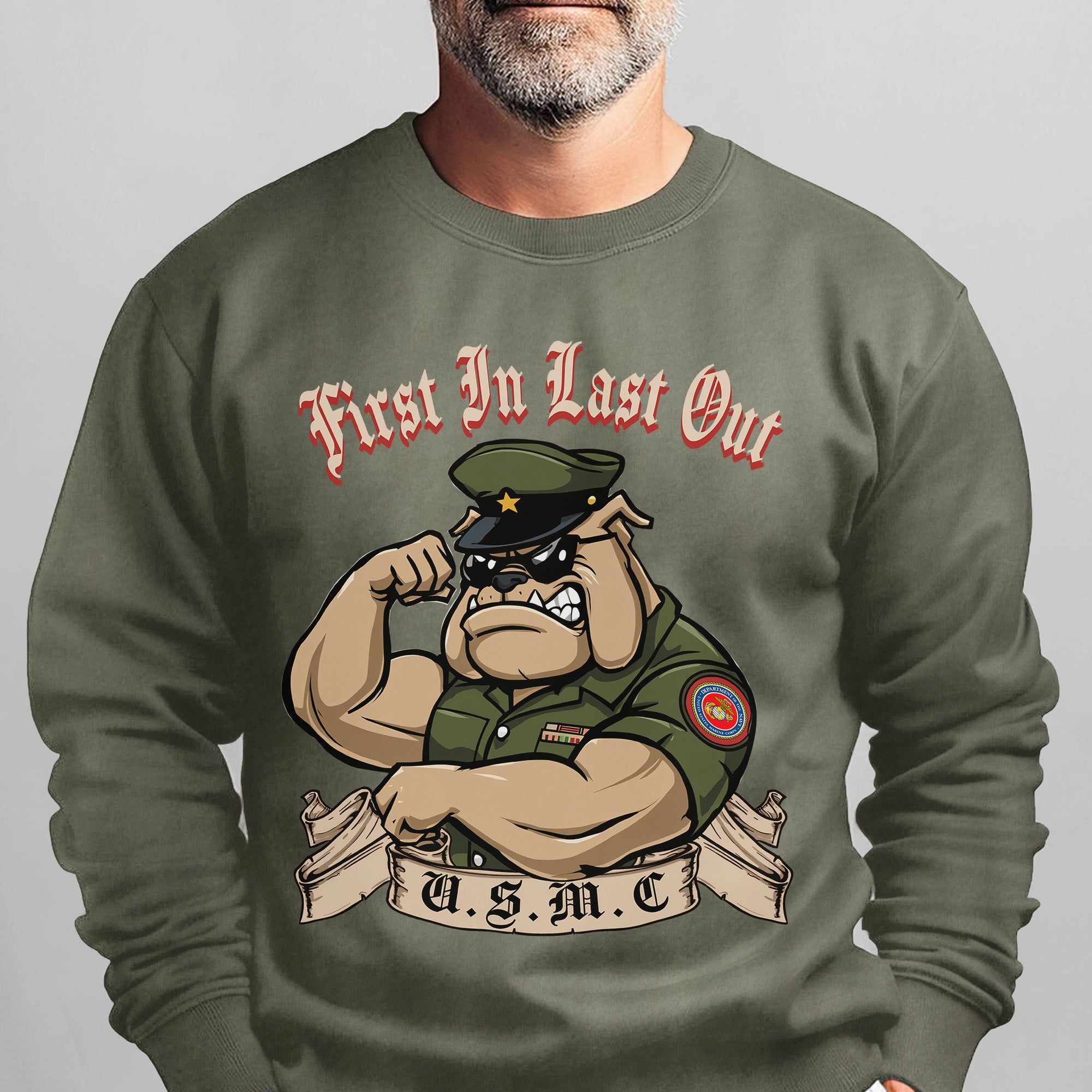 First In Last Out USMC Bulldog United Sweatshirt