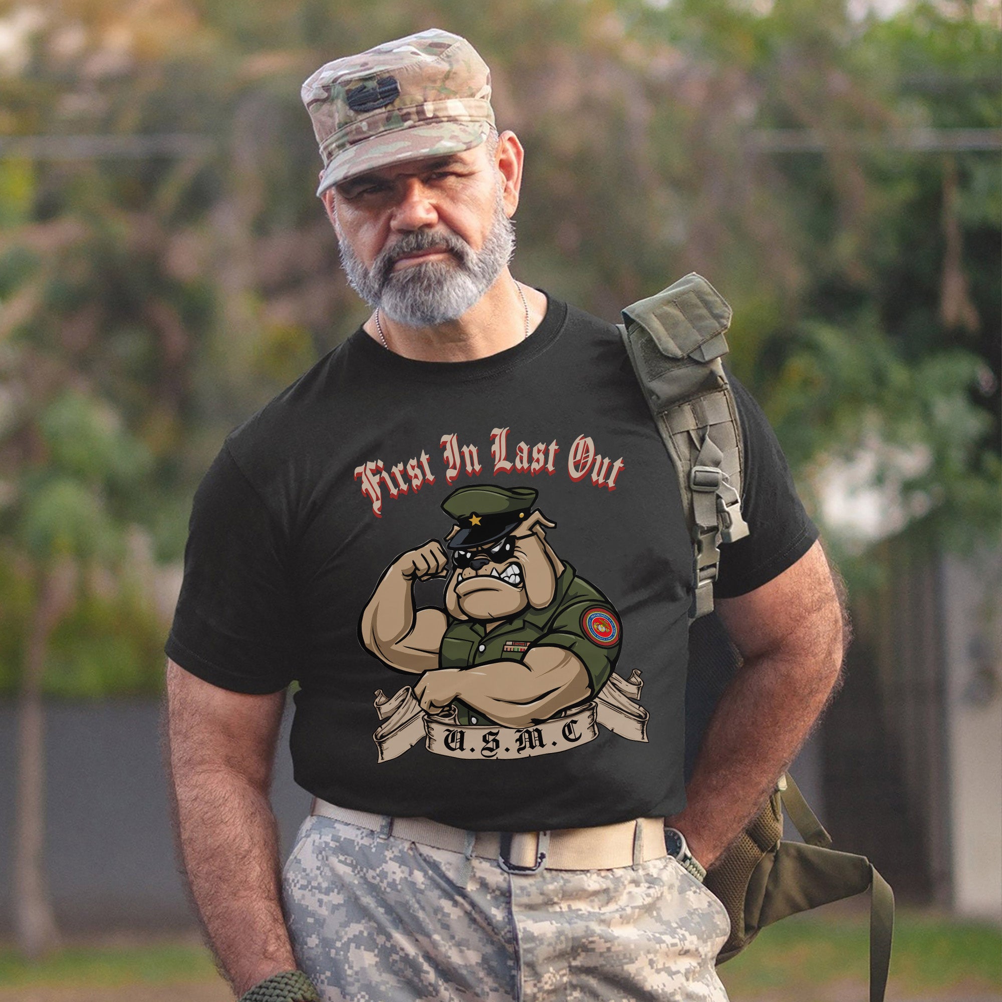 First In Last Out USMC Bulldog United T-Shirt