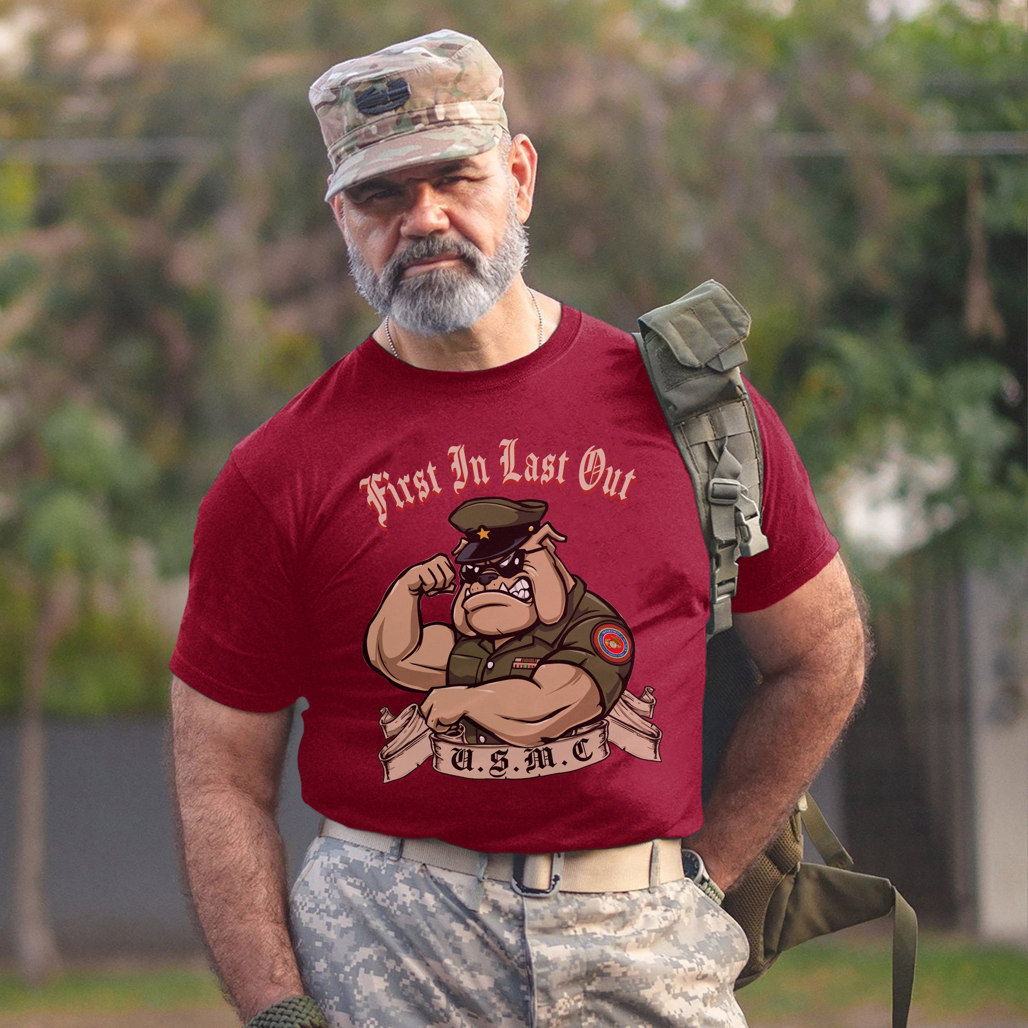 First In Last Out USMC Bulldog United T-Shirt
