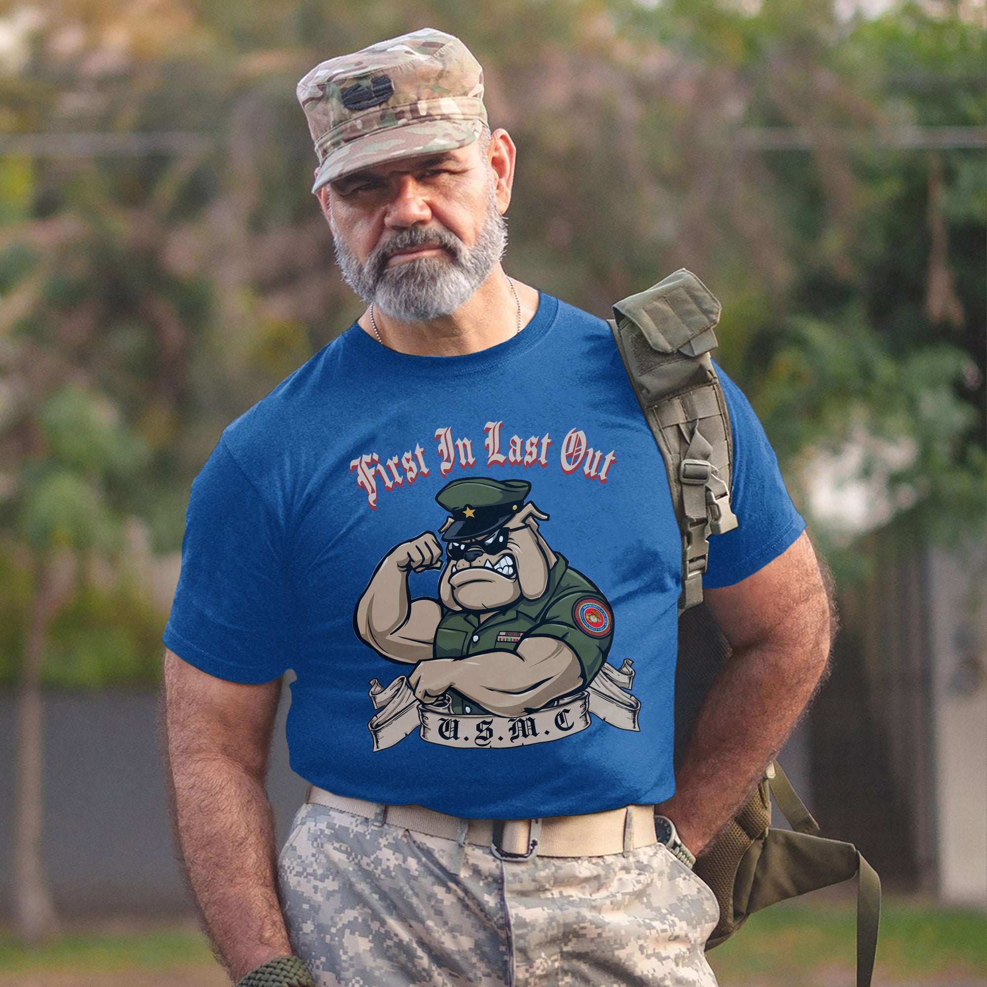 First In Last Out USMC Bulldog United T-Shirt