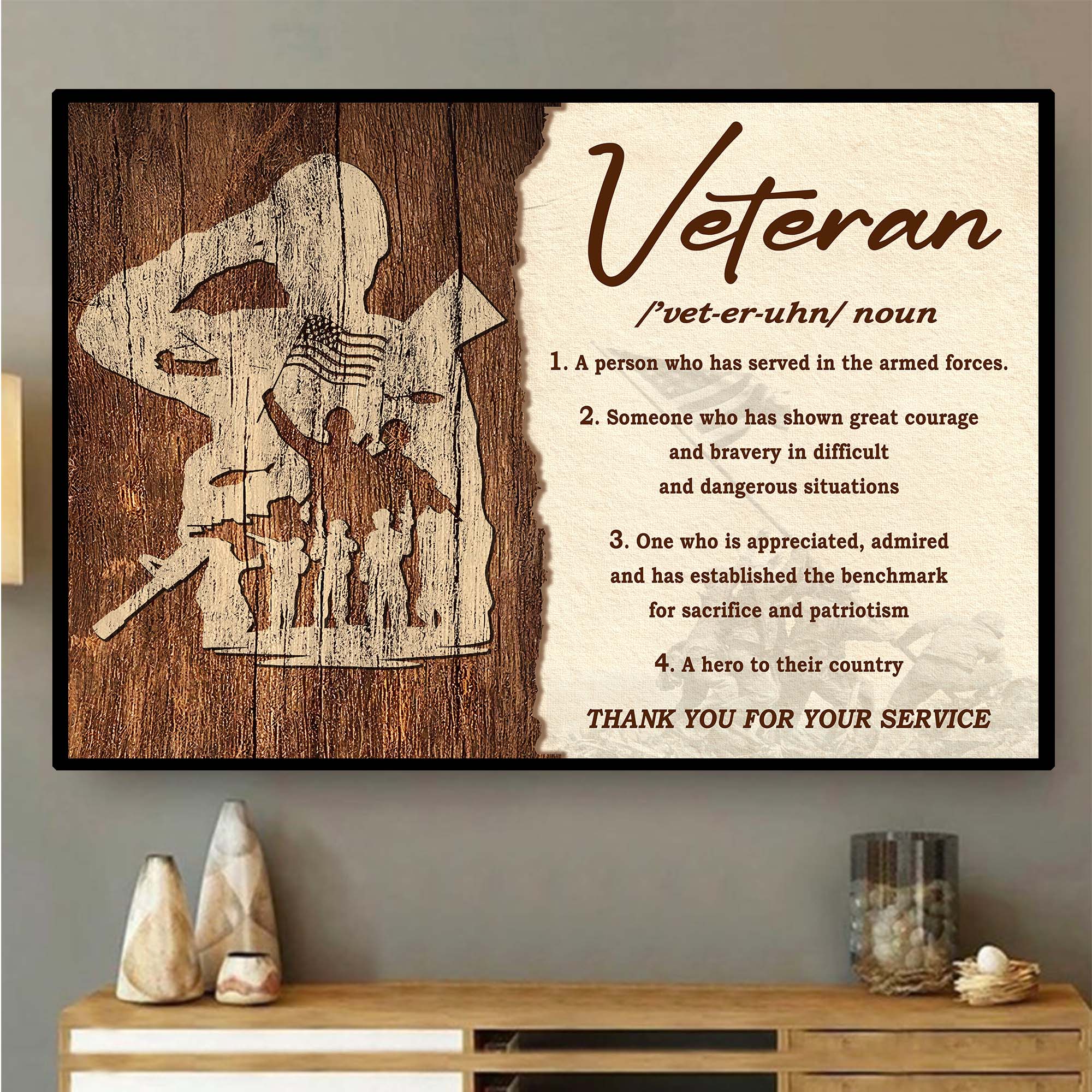 Veteran A Hero to Country Sacrifice Patriotism Thank You for Service US Military Poster