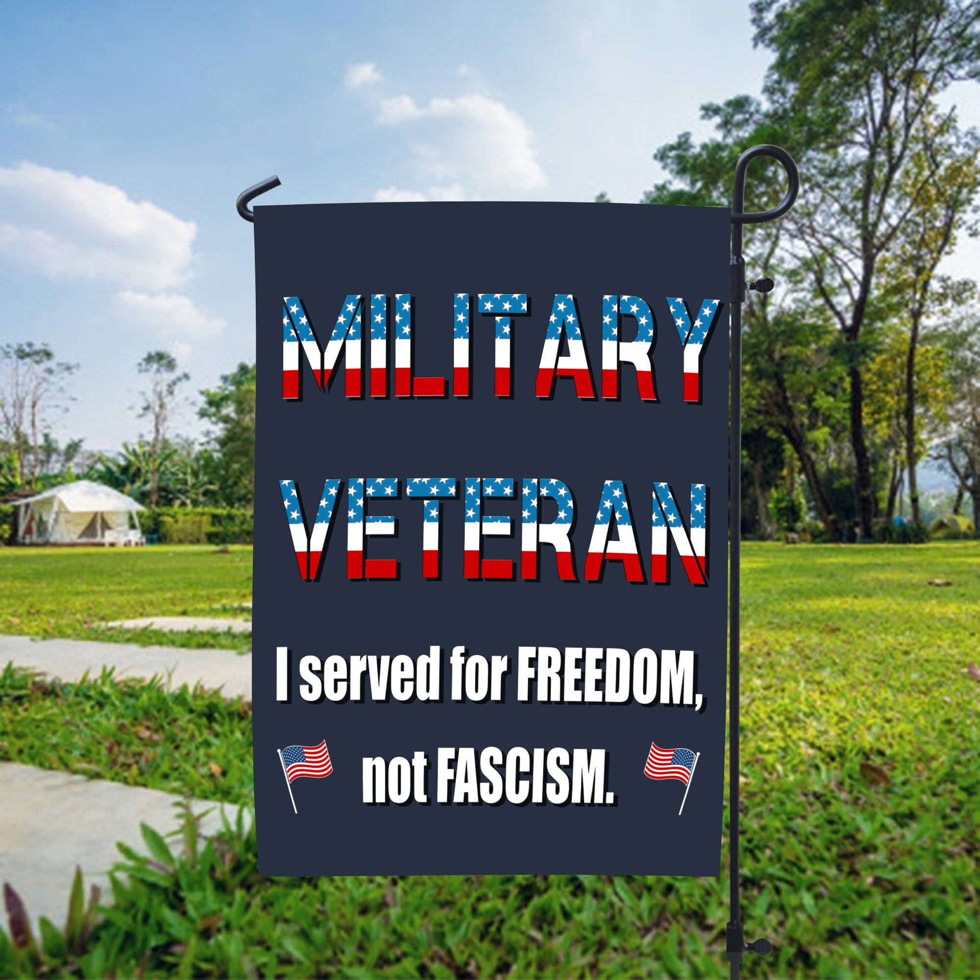 Military Veteran I Served for Freedom Not Fascism Proud US Patriotic Service Flag