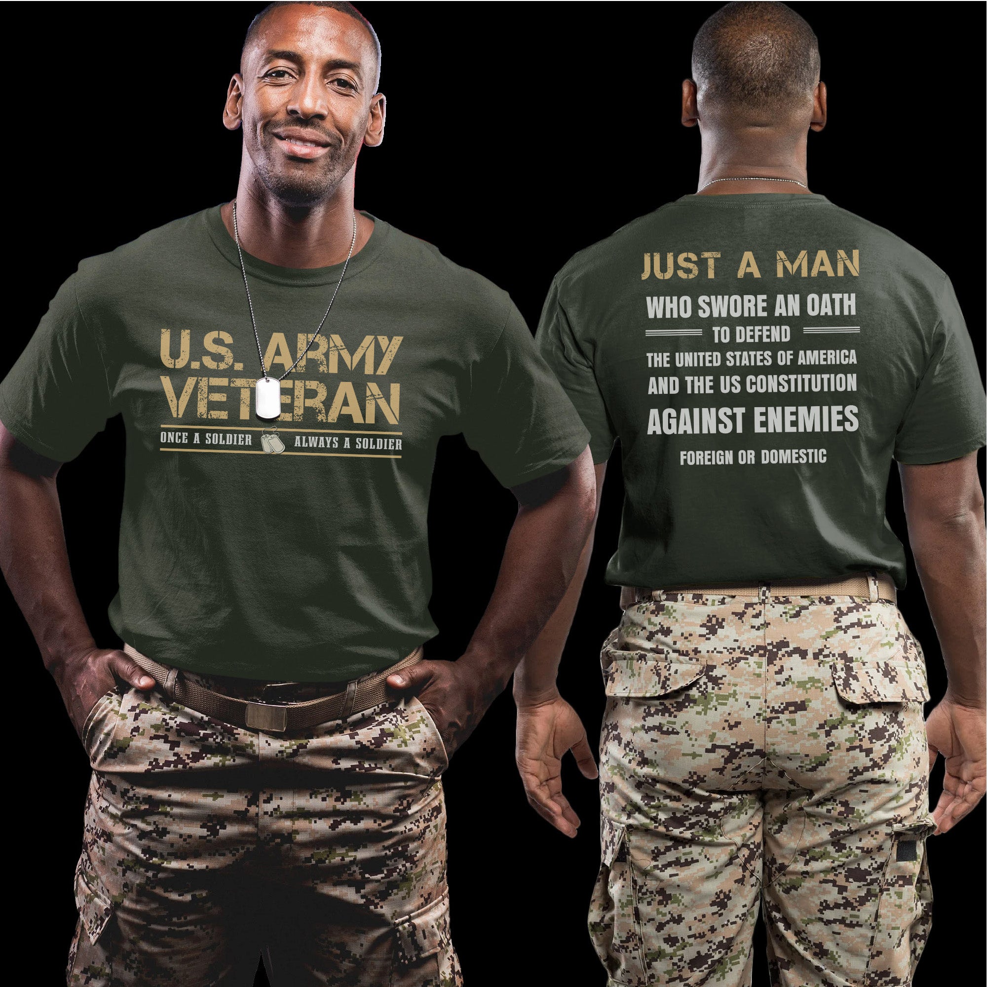 US Army Veteran Once a Soldier Always a Soldier A Man Who Swore to Defend America T-Shirt