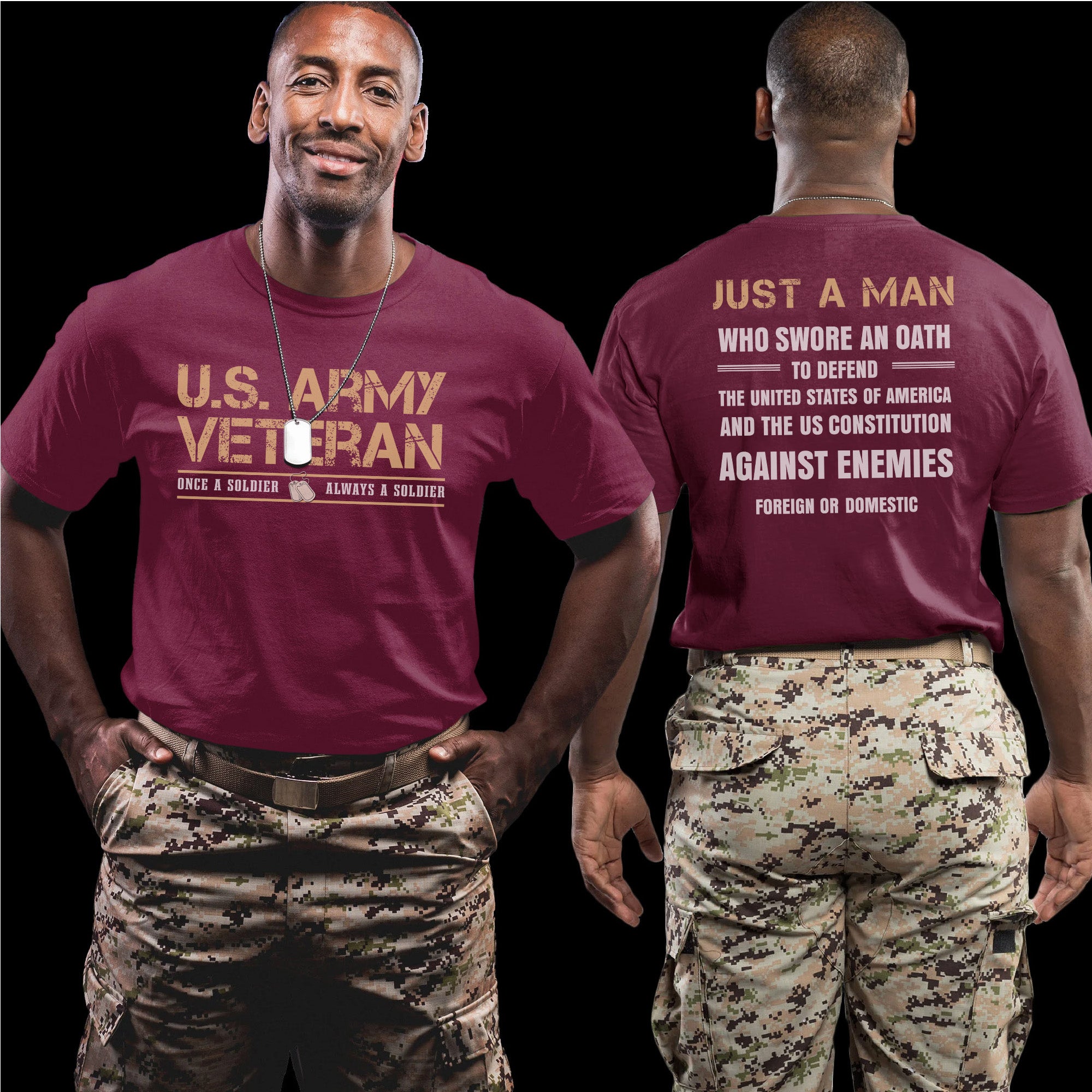 US Army Veteran Once a Soldier Always a Soldier A Man Who Swore to Defend America T-Shirt