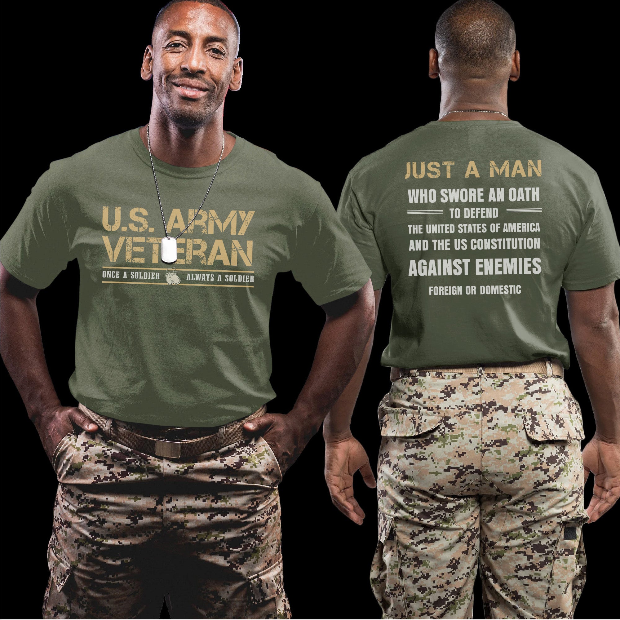 US Army Veteran Once a Soldier Always a Soldier A Man Who Swore to Defend America T-Shirt