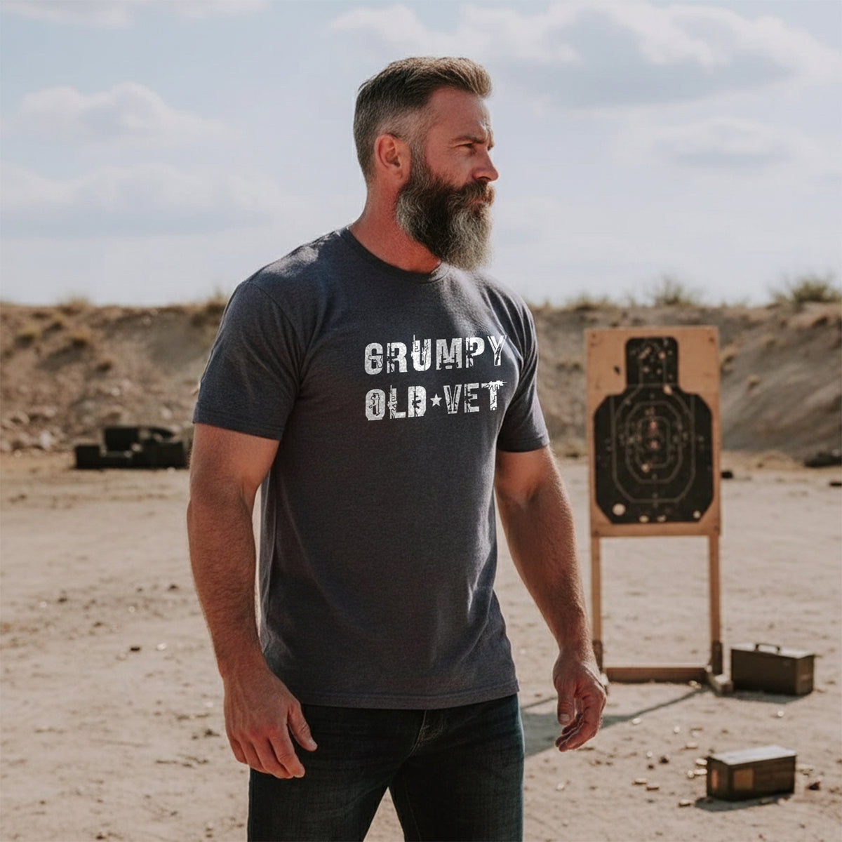 Grumpy Old Vet Military Font Design Bold T-Shirt