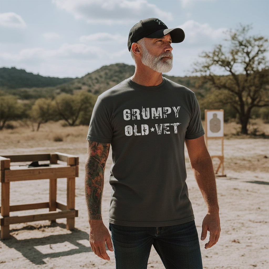 Grumpy Old Vet Military Font Design Bold T-Shirt