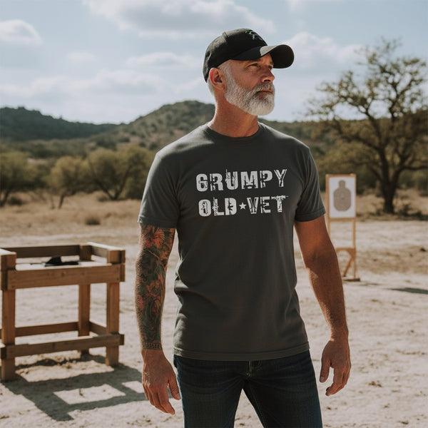 Grumpy Old Vet Military Font Design Bold T-Shirt