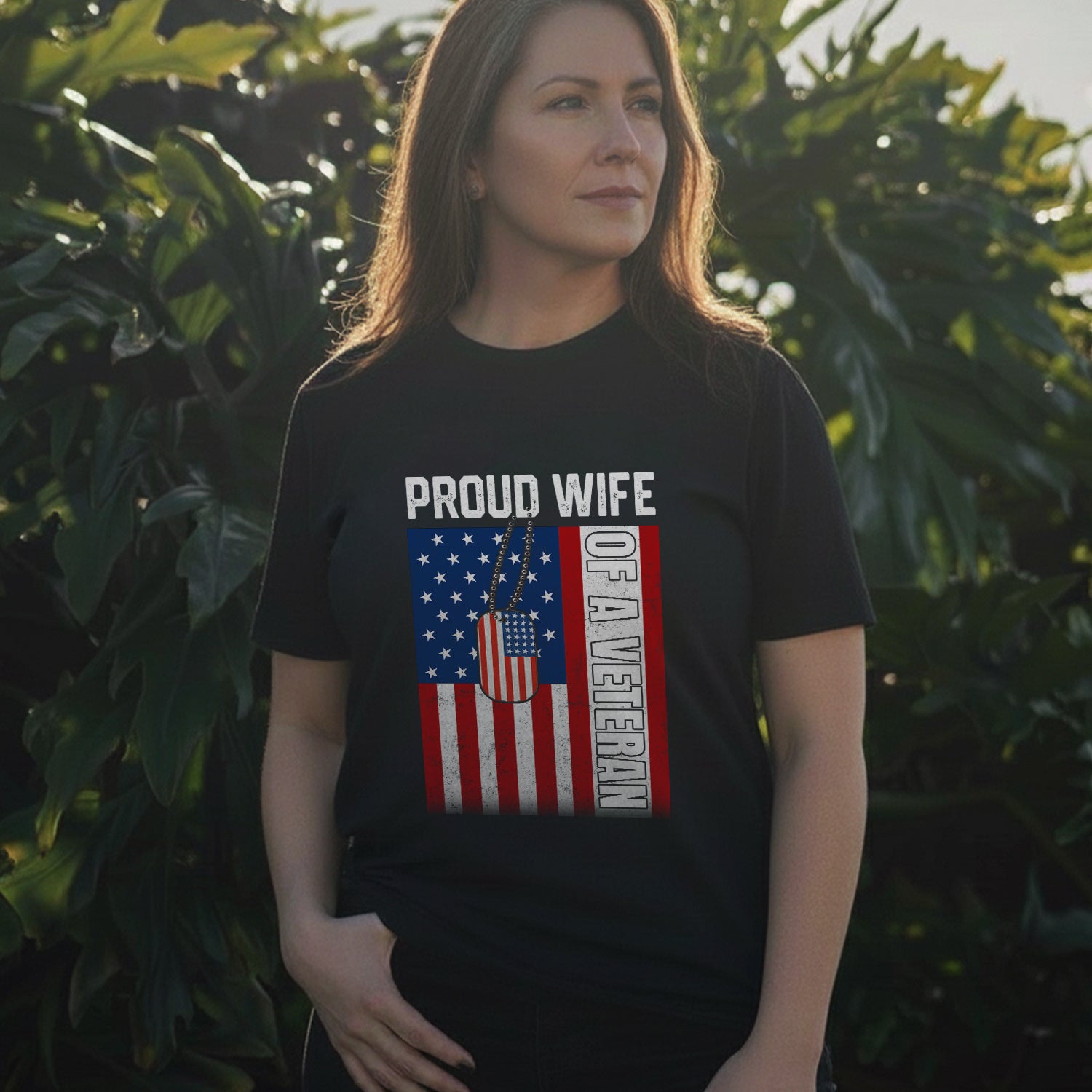 Proud Wife of a Veteran Military Design T-Shirt Secondary image