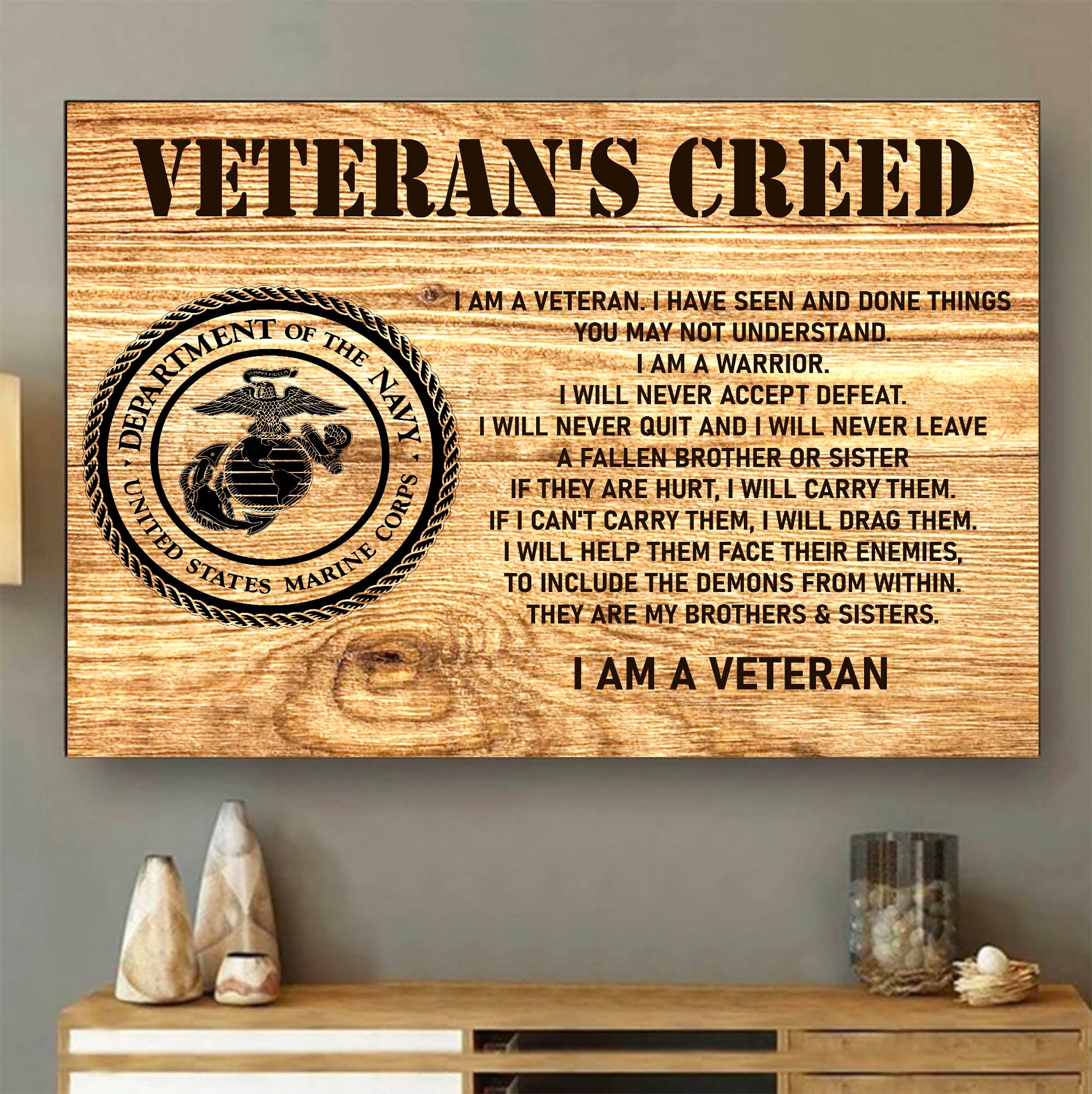 Veteran’s Creed I Am a US Veteran Military Patriotic Statement Honoring Service Pride Poster