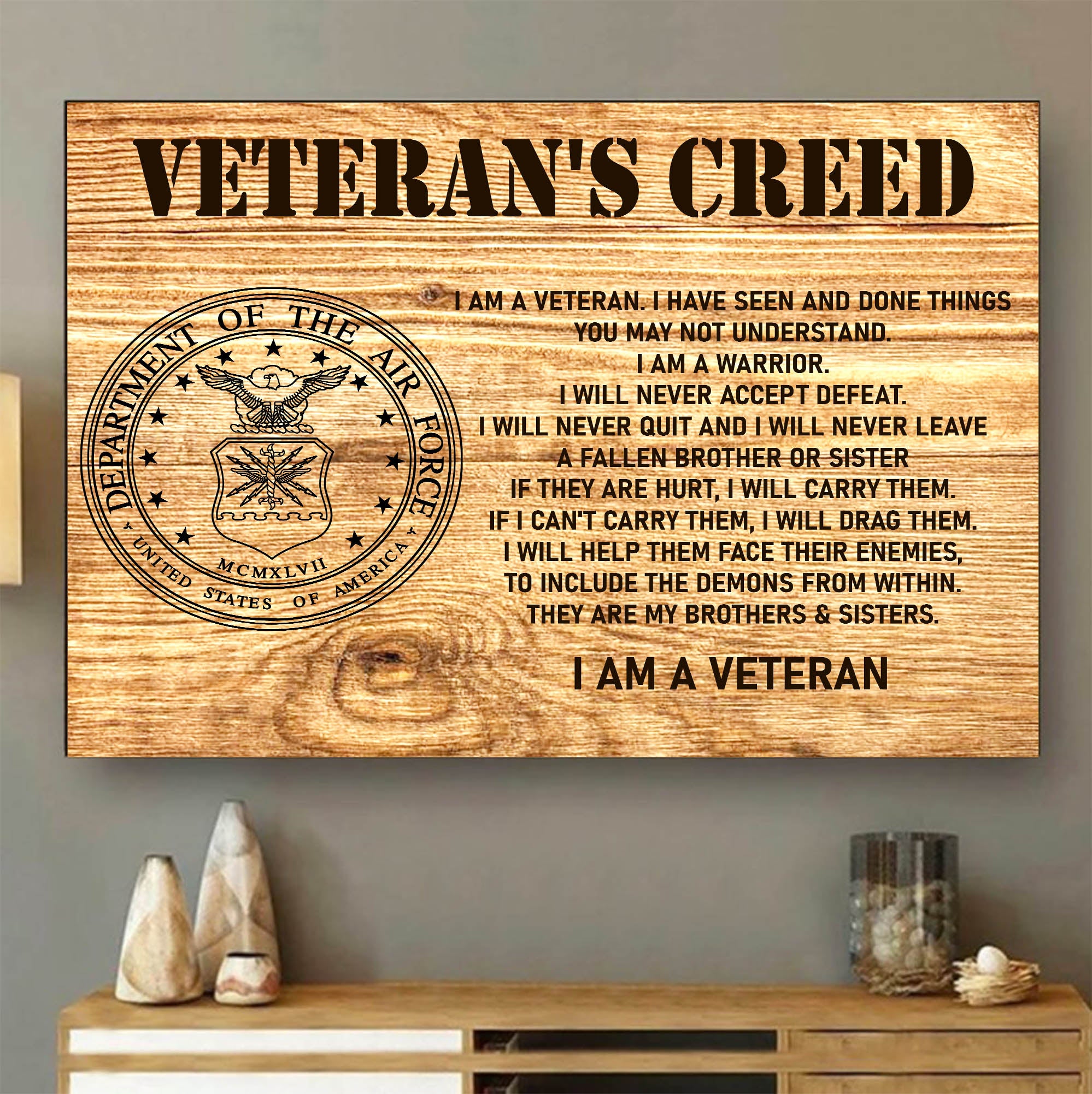 Veteran’s Creed I Am a US Veteran Military Patriotic Statement Honoring Service Pride Poster