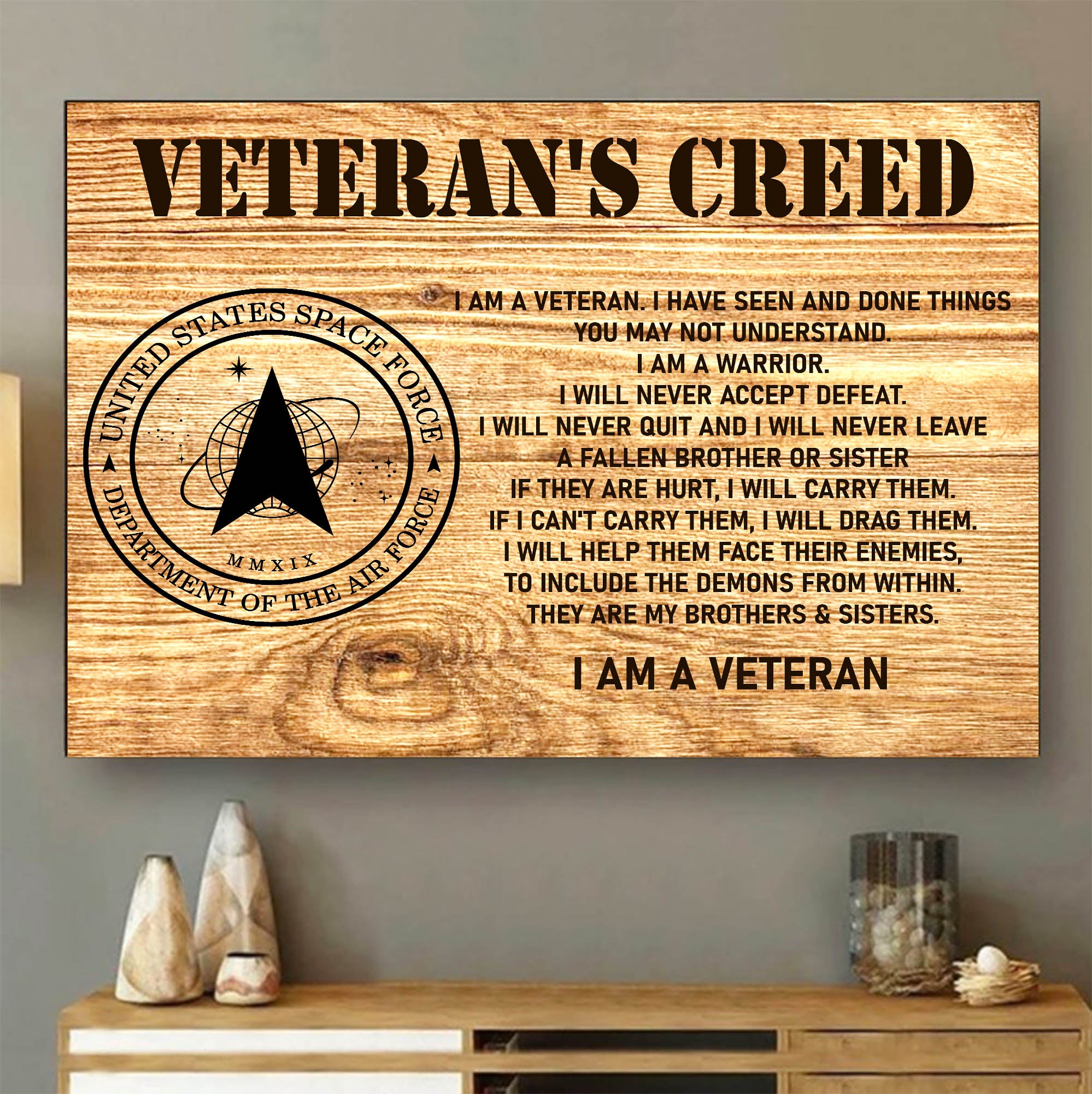 Veteran’s Creed I Am a US Veteran Military Patriotic Statement Honoring Service Pride Poster