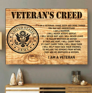 Veteran’s Creed I Am a US Veteran Military Patriotic Statement Honoring Service Pride Poster